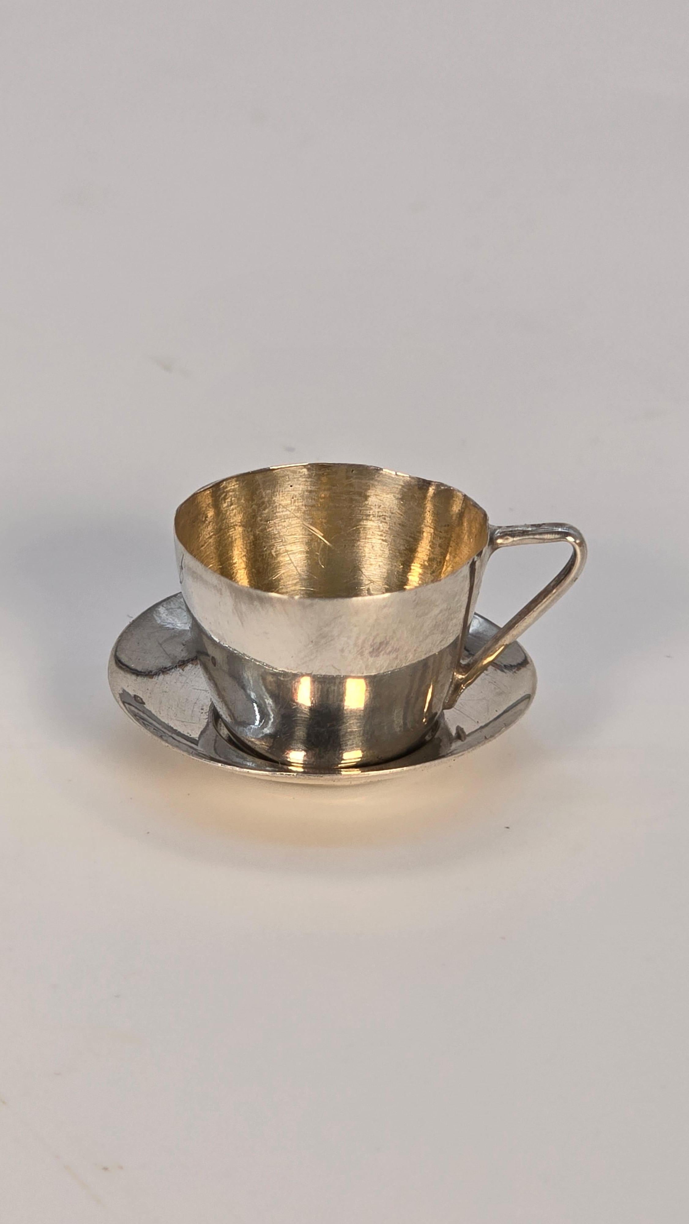 A solid silver miniature chocolate pot set, English made in 1905, Birmingham For Sale 9