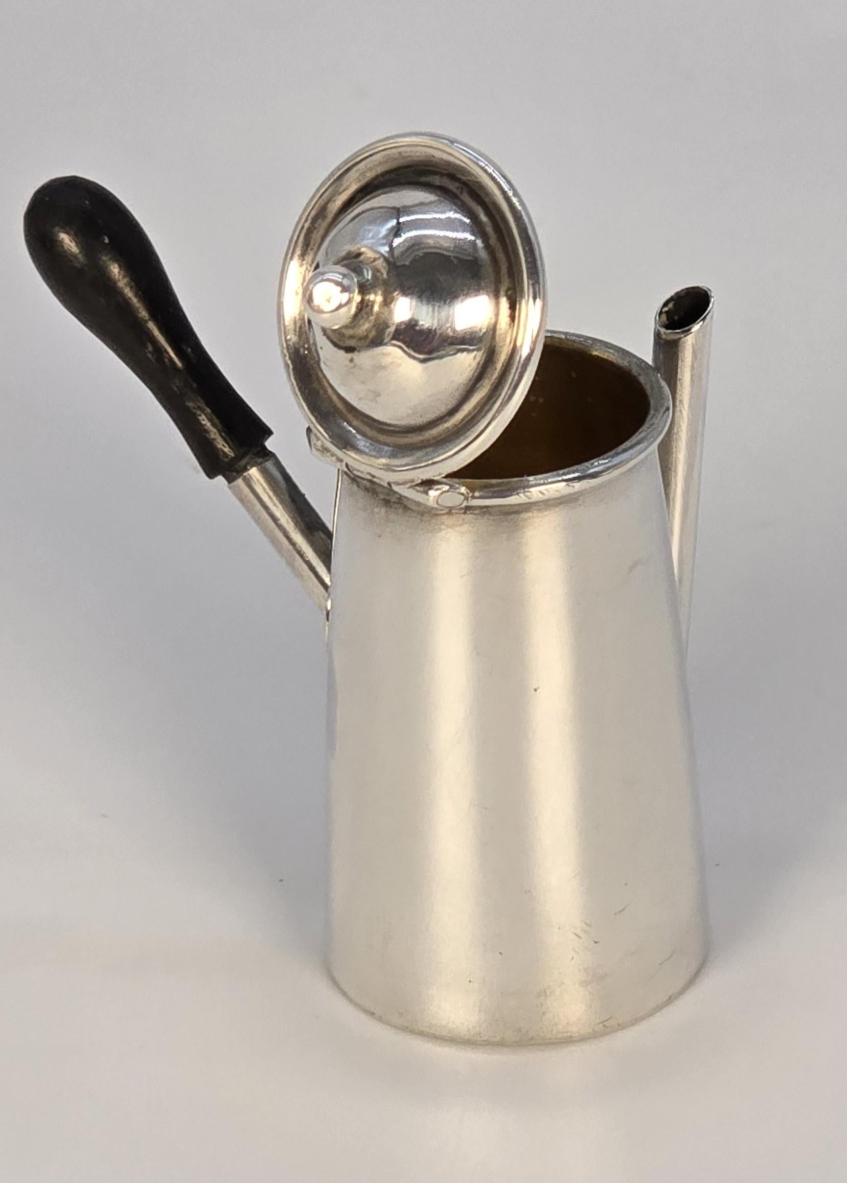 20th Century A solid silver miniature chocolate pot set, English made in 1905, Birmingham For Sale