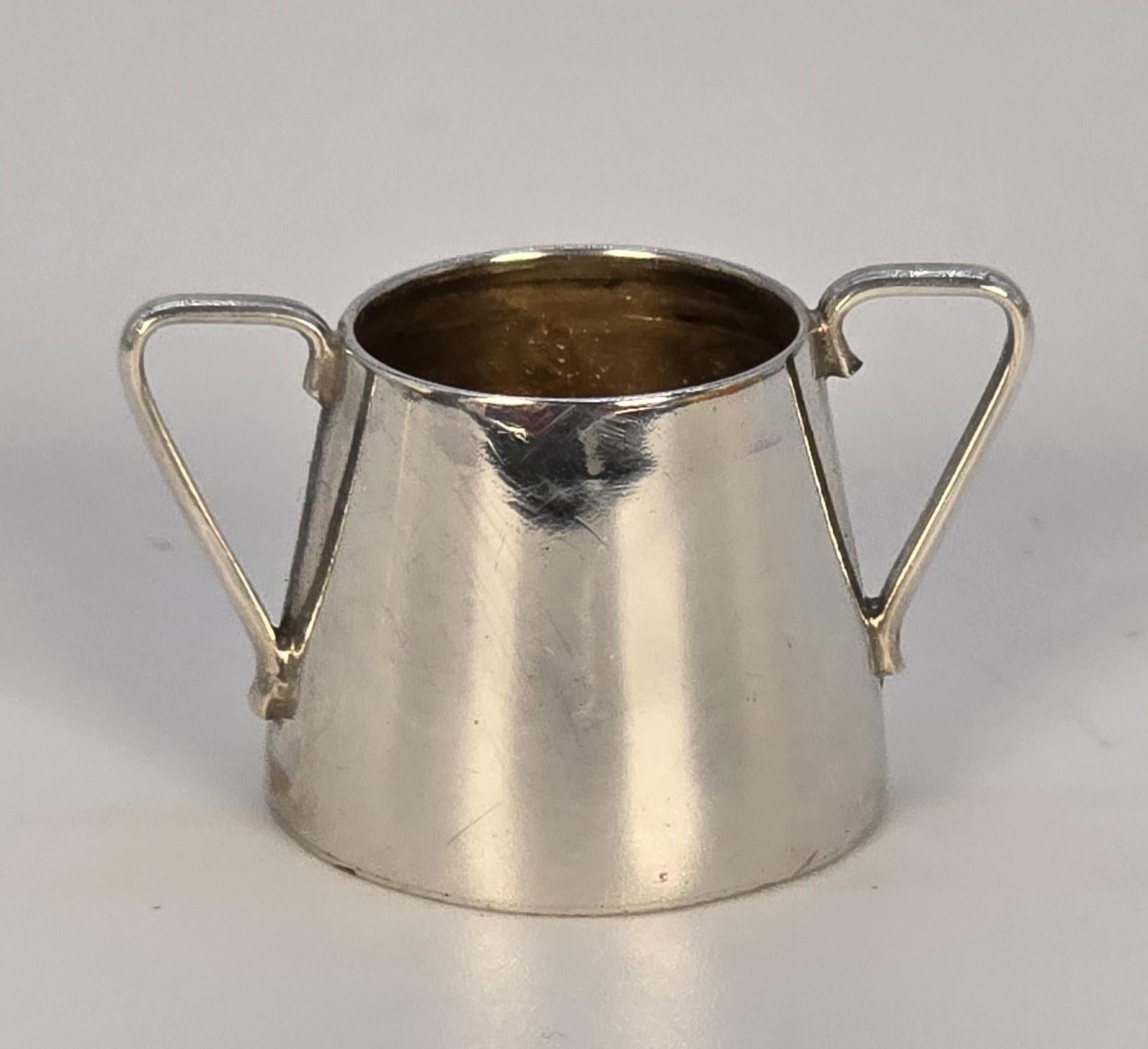 A solid silver miniature chocolate pot set, English made in 1905, Birmingham For Sale 1