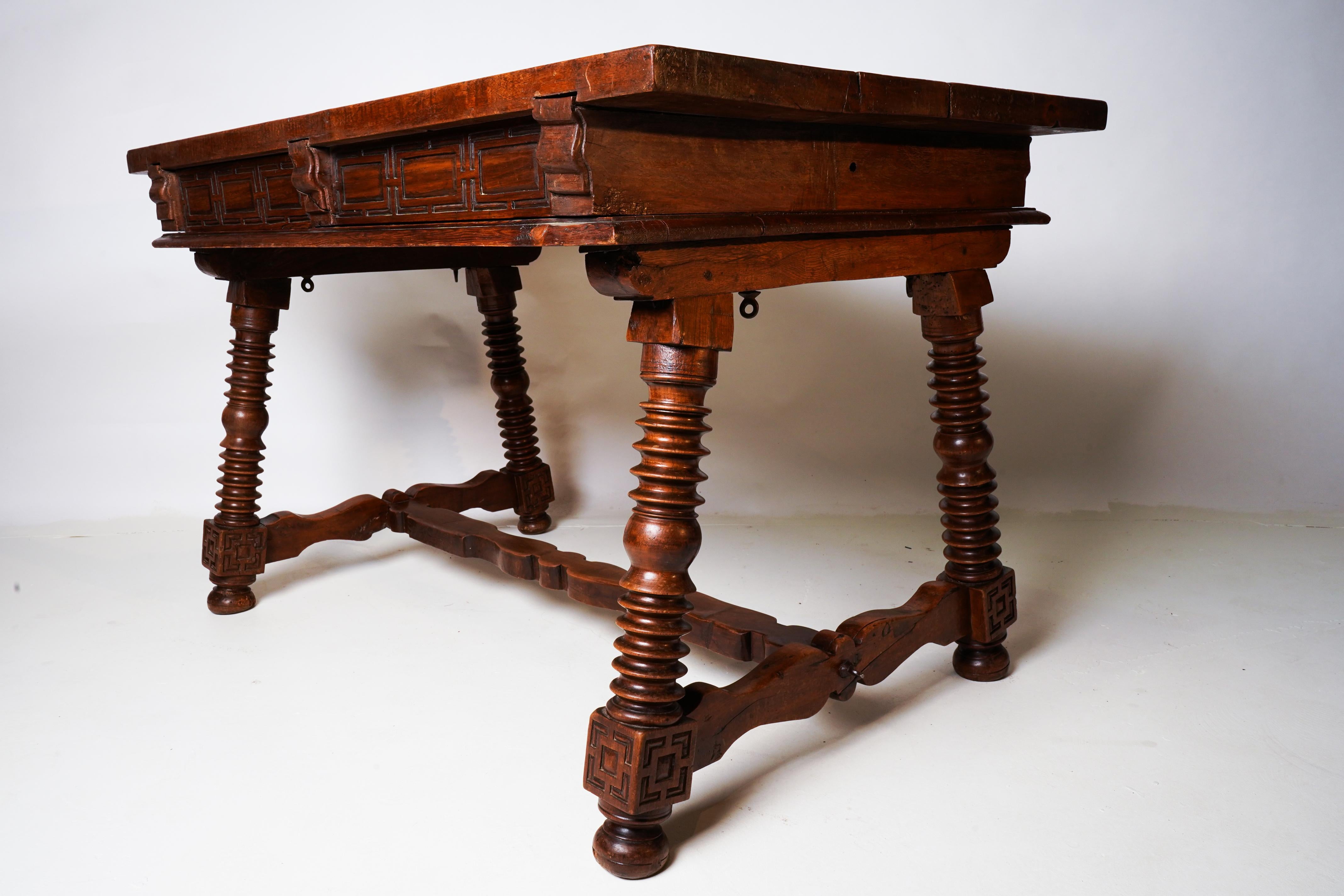 Solid Walnut Spanish Baroque Desk 5