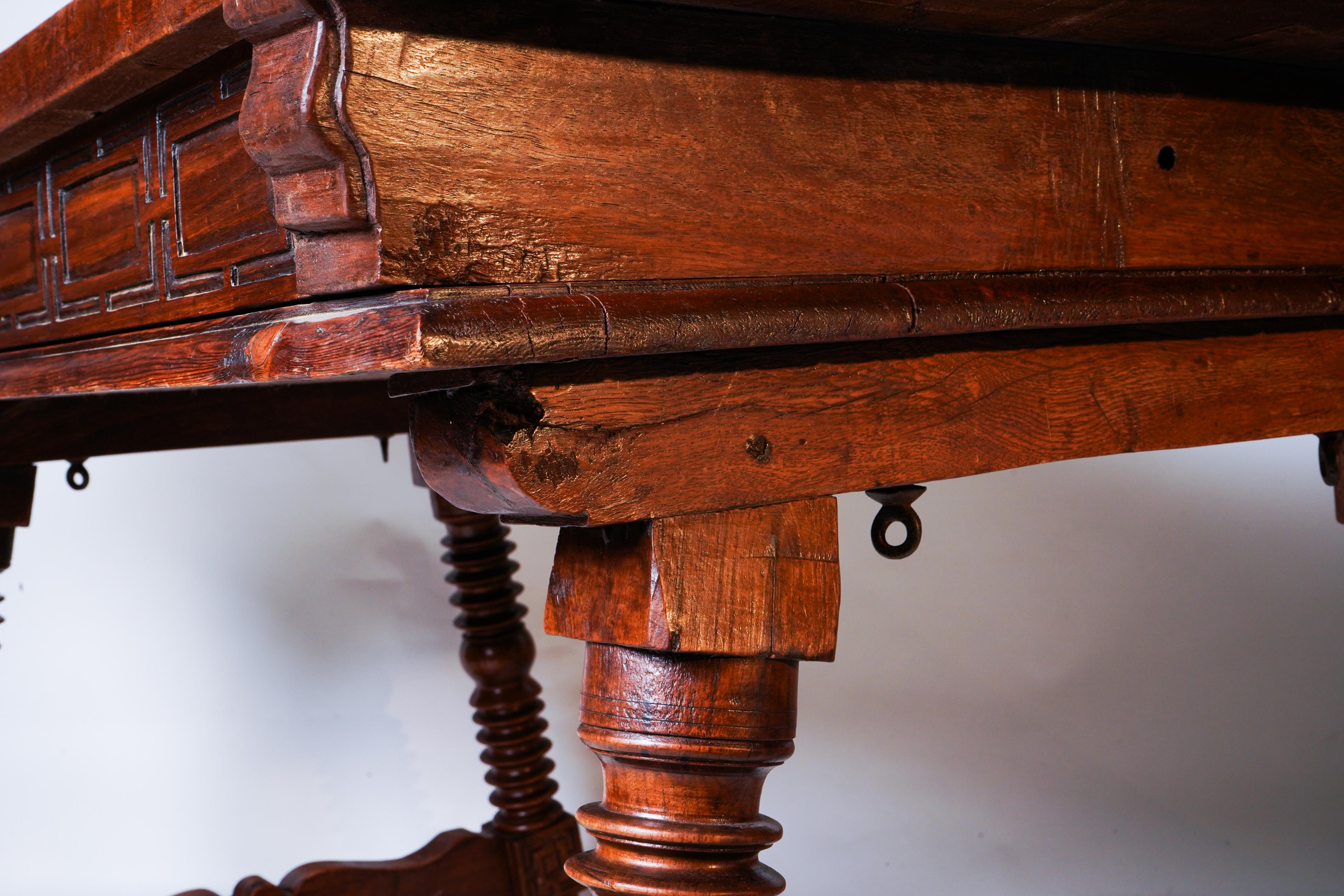 Solid Walnut Spanish Baroque Desk For Sale 6