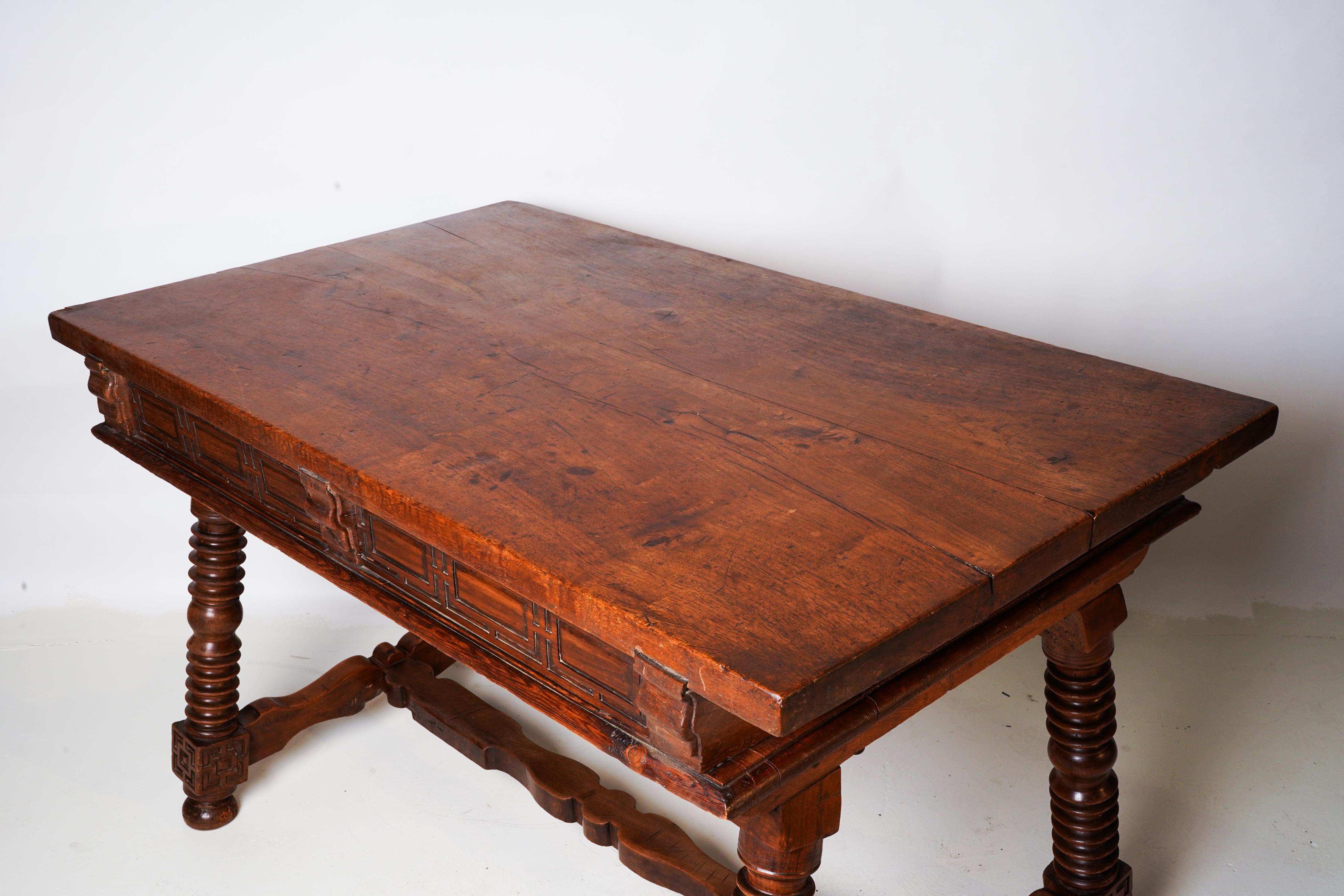 Solid Walnut Spanish Baroque Desk In Good Condition In Chicago, IL