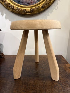A Solid Wooden Oak Three Legged Stool