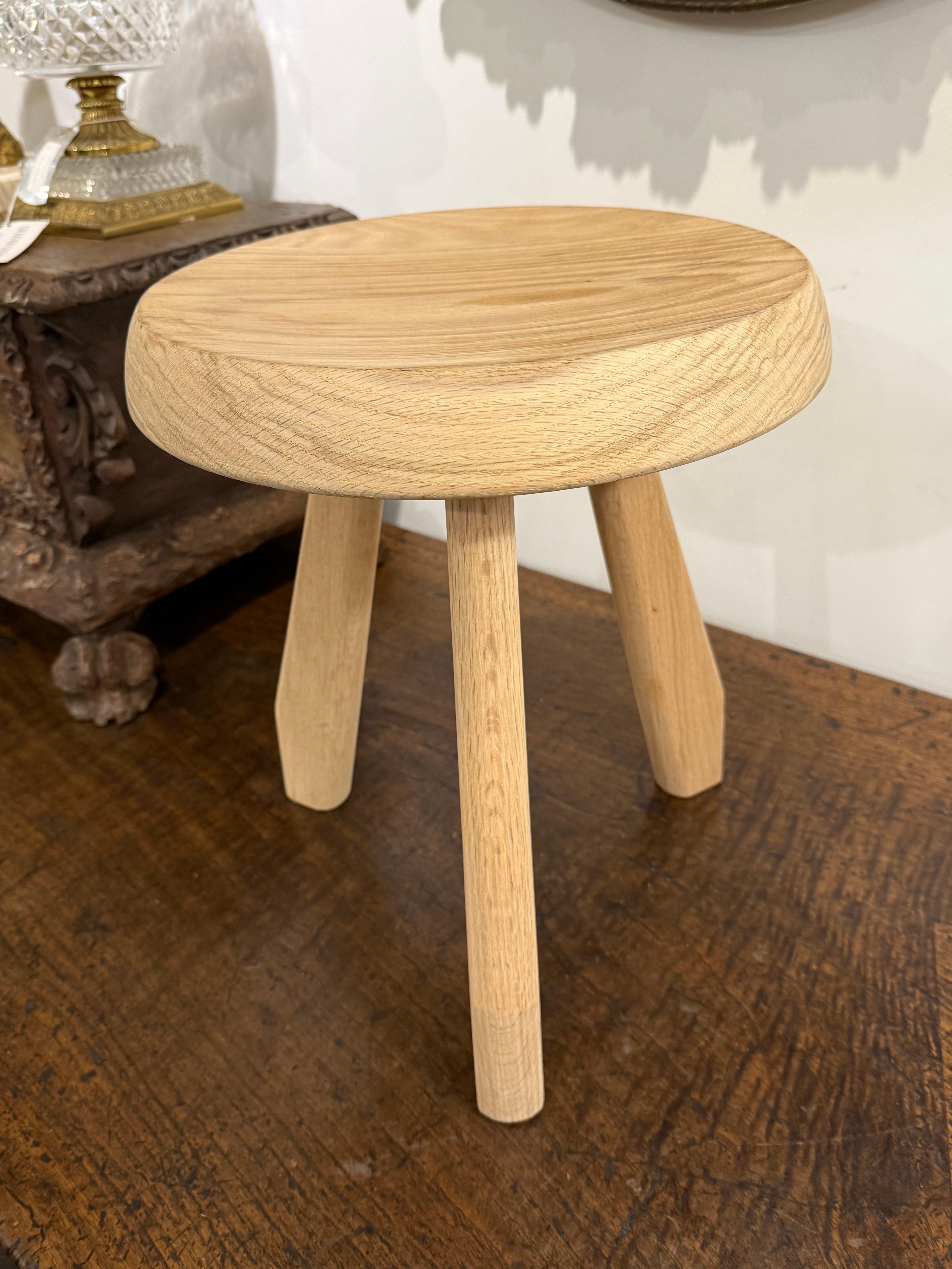 Australian A Solid Wooden Oak Three Legged Stool For Sale