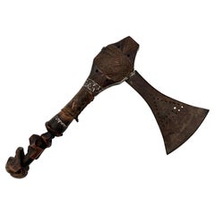 Vintage Songye-Style Axe, Handcrafted African Tribal Art