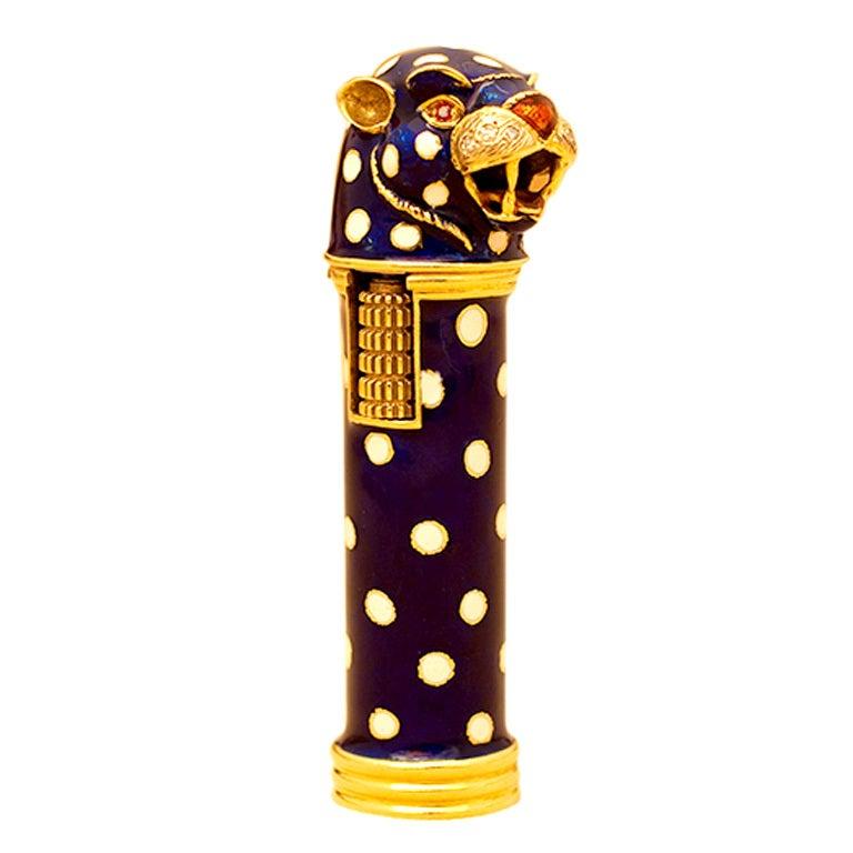 Mixed Cut A Sophisticated Enamelled Gold Lighter by Frascarolo