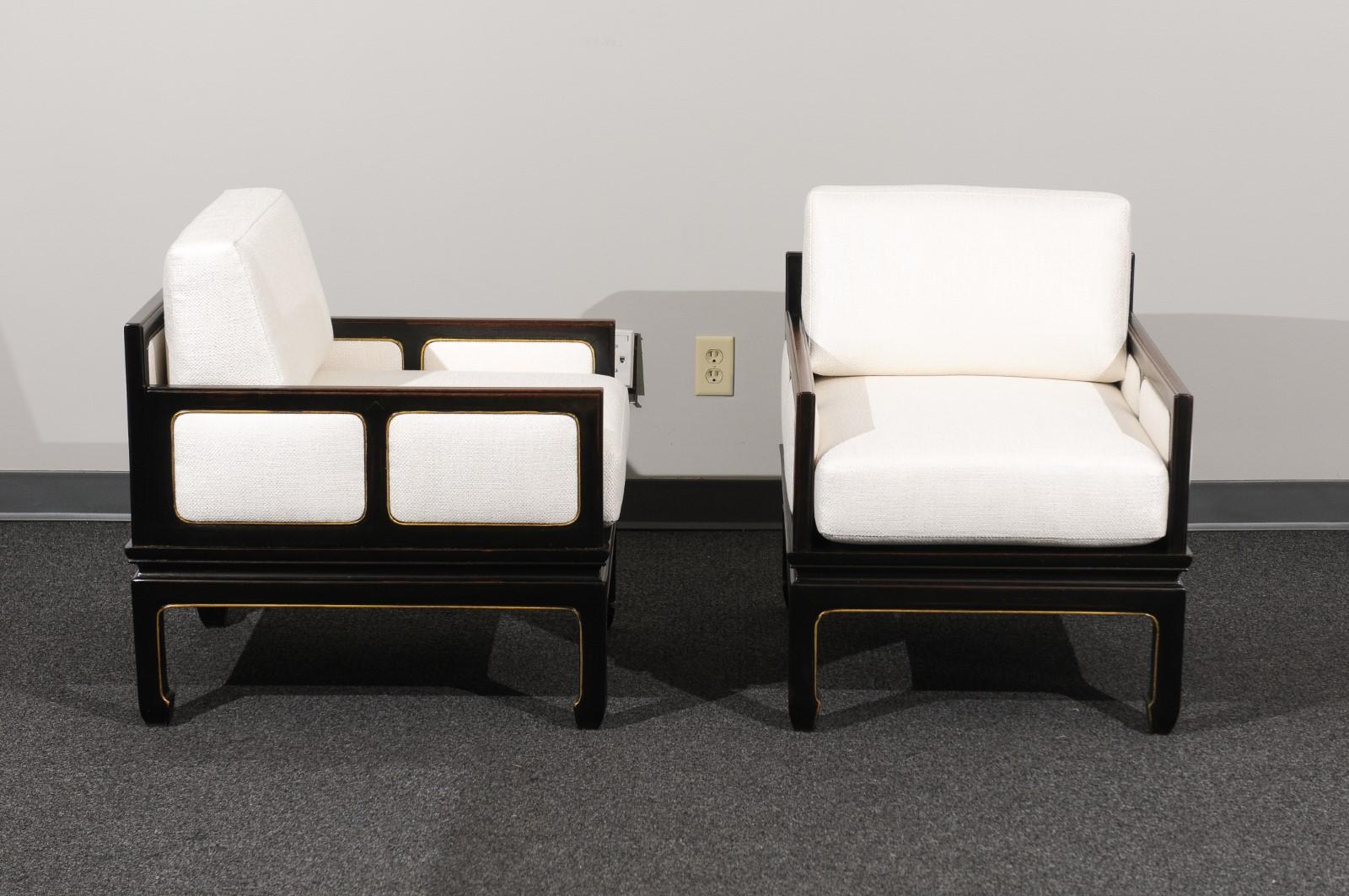 Mid-20th Century Sophisticated Restored Pair of Lounge Chairs by Baker Furniture, circa 1960