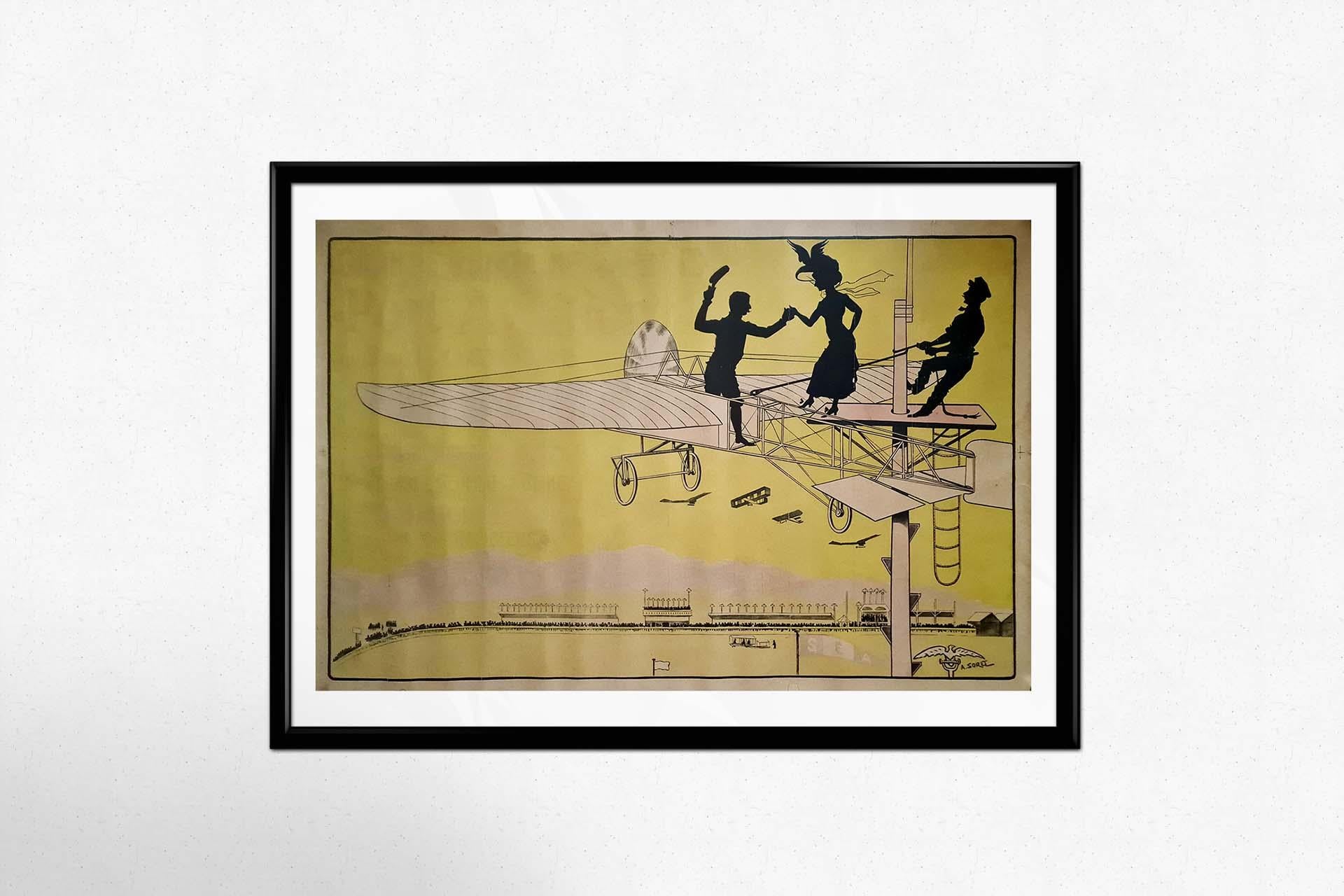 1909 Originalplakat für die Grande Quinzaine de Paris à Port Aviation im Angebot 2