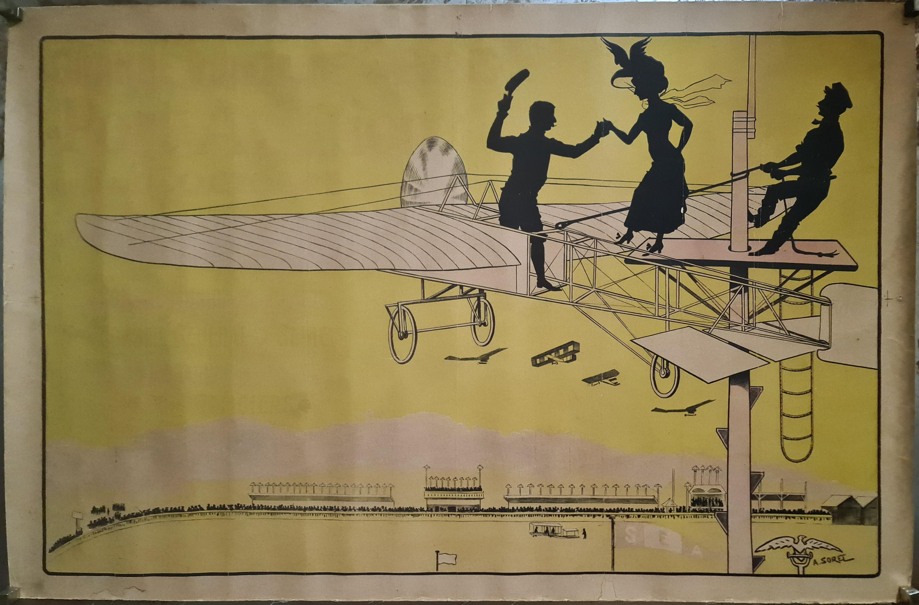 1909 Original poster for the Grande Quinzaine de Paris à Port Aviation For Sale 3