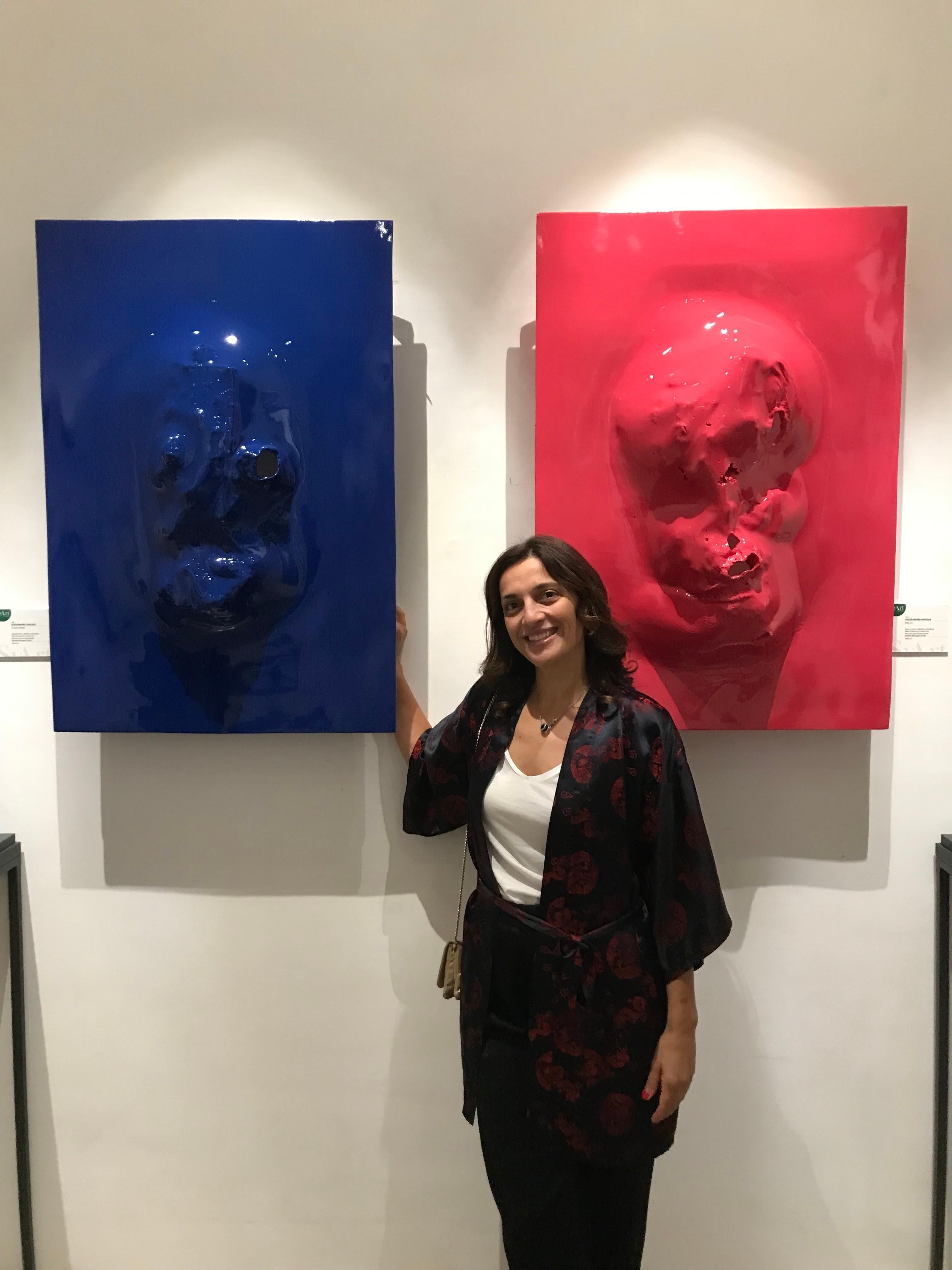 Italiano A SOUL INTENTION scultura contemporanea da parete in fusione di alluminio e acciaio verniciato in vendita