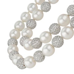 A South Sea Cultured Pearl And Diamond Necklace