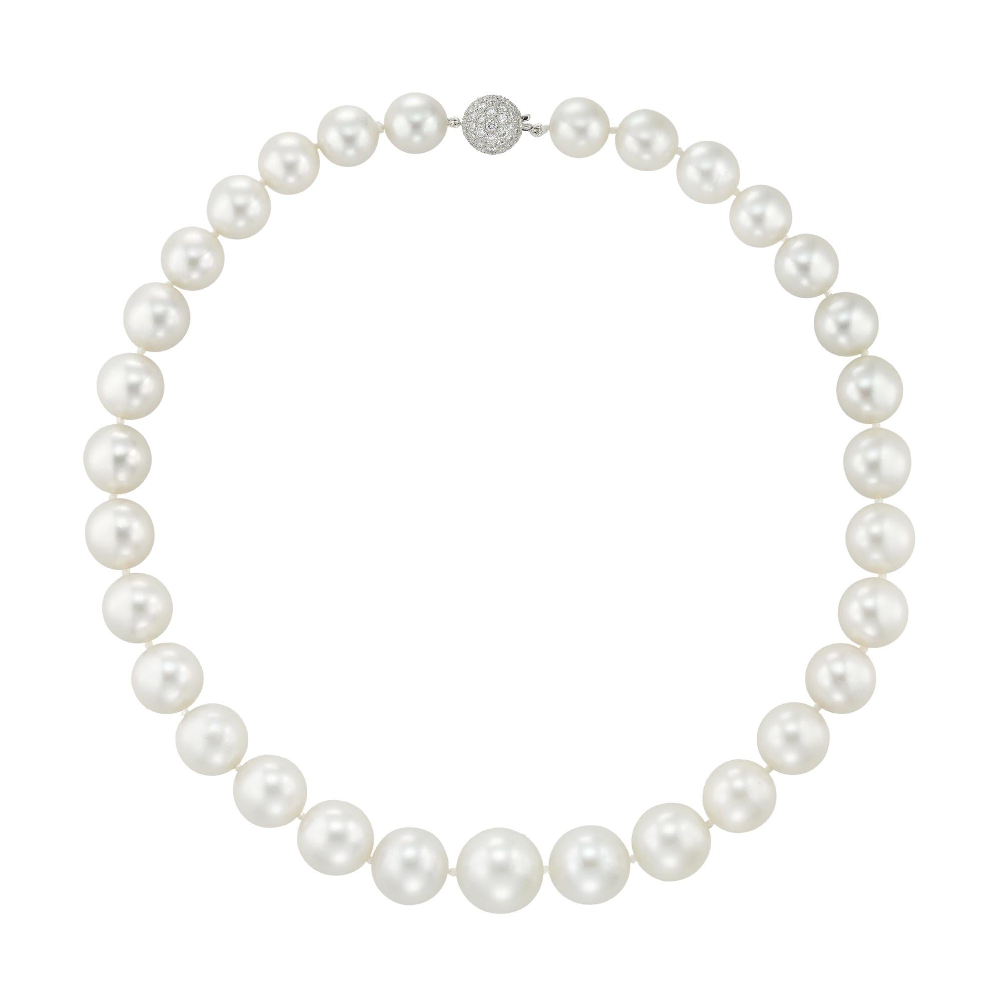 Modern A South Sea cultured pearl and diamond necklace For Sale