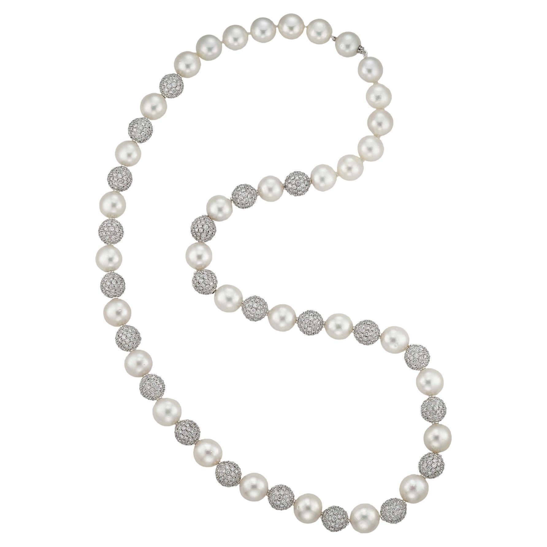 A South Sea Cultured Pearl And Diamond Necklace