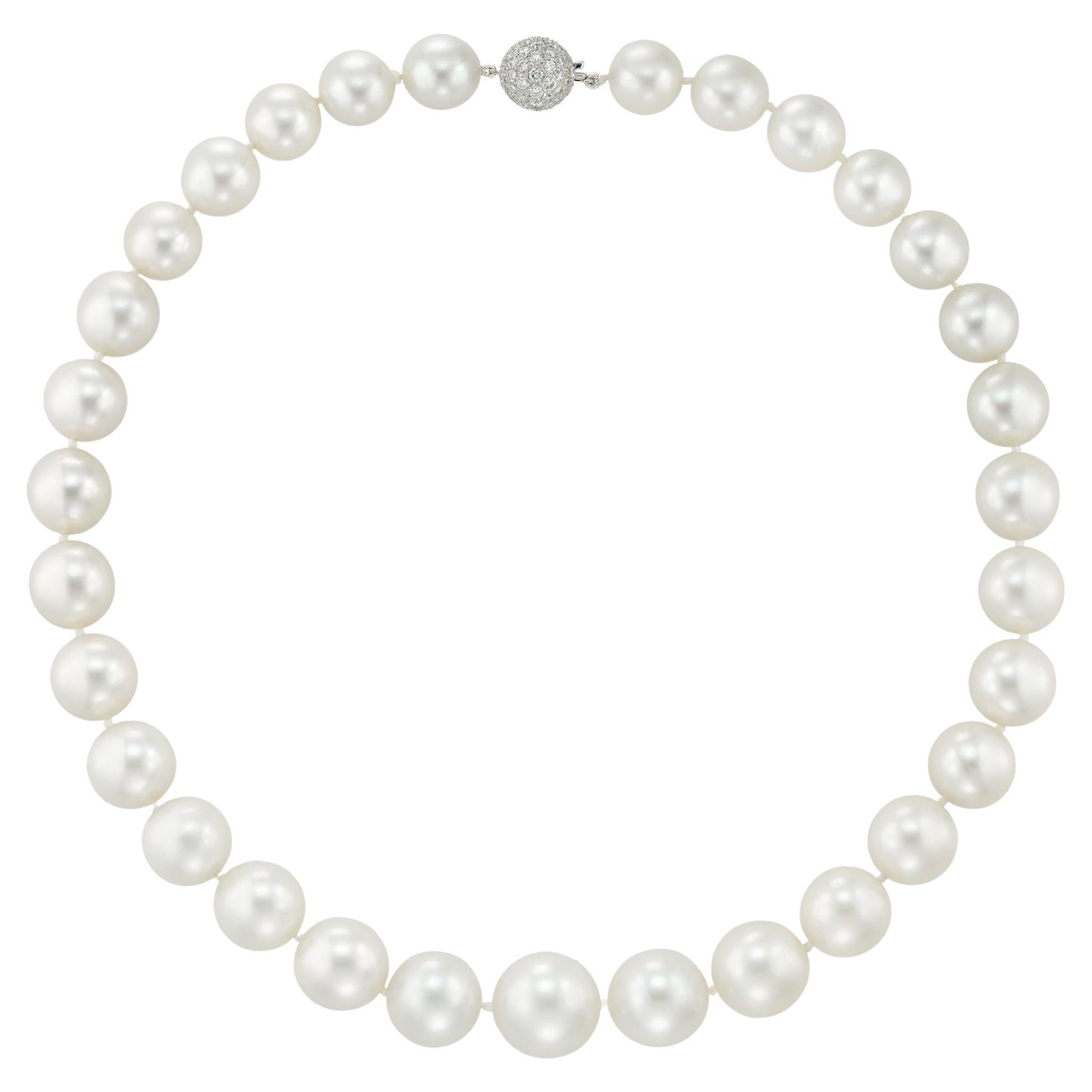 A South Sea cultured pearl and diamond necklace