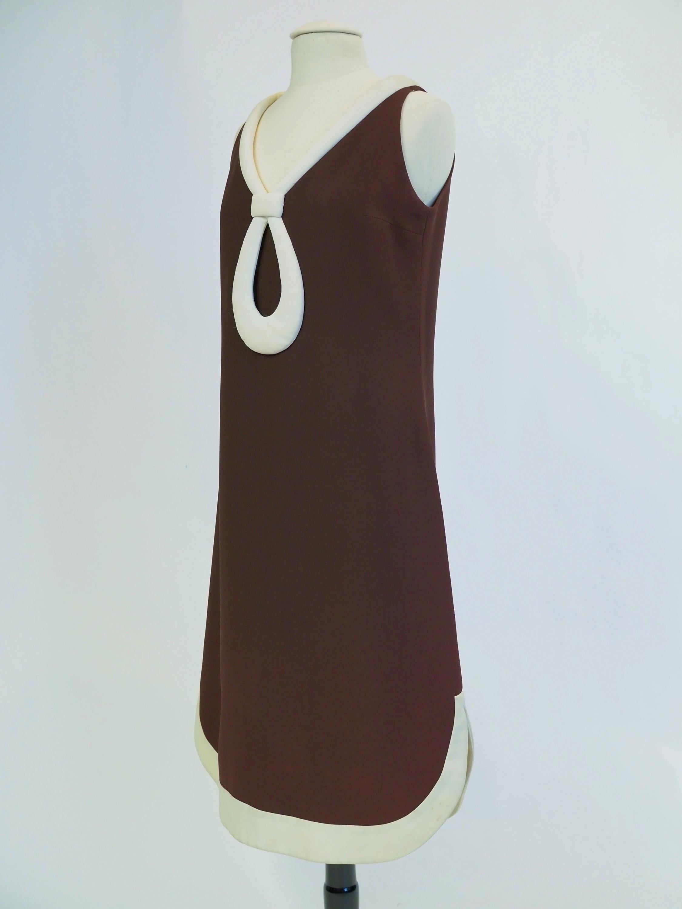 A Space Age Pierre Cardin Dress in chocolate jersey Circa 1970/1975 For Sale 5