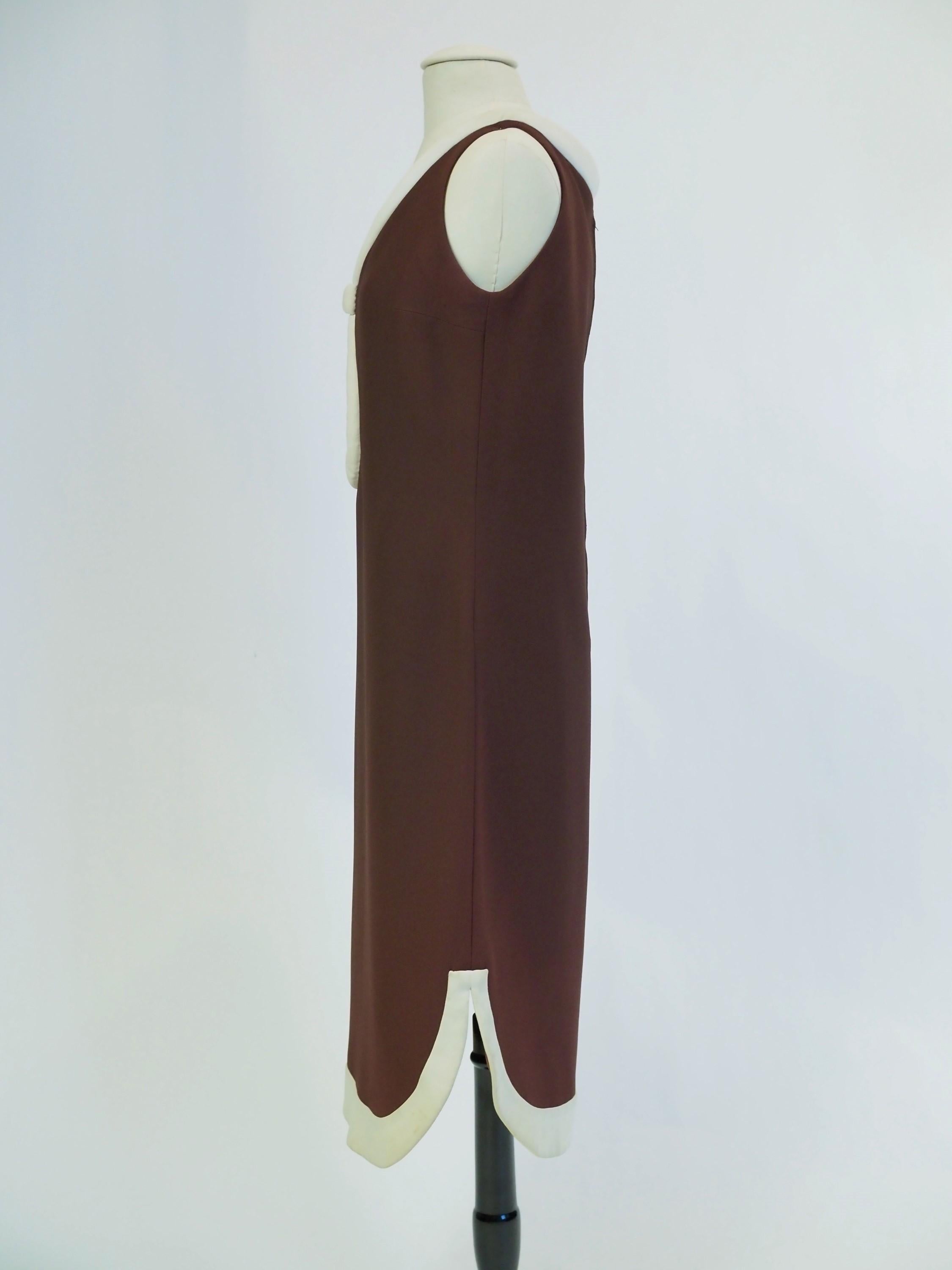 Pierre Cardin - Robe en jersey chocolat de l'ère spatiale, circa 1970/1975 en vente 6