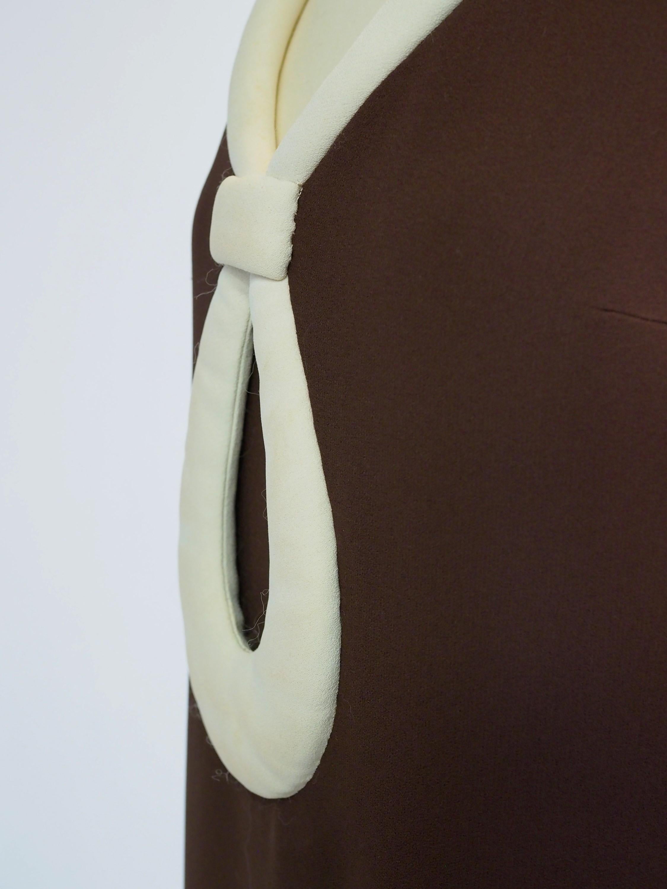 A Space Age Pierre Cardin Dress in chocolate jersey Circa 1970/1975 For Sale 7
