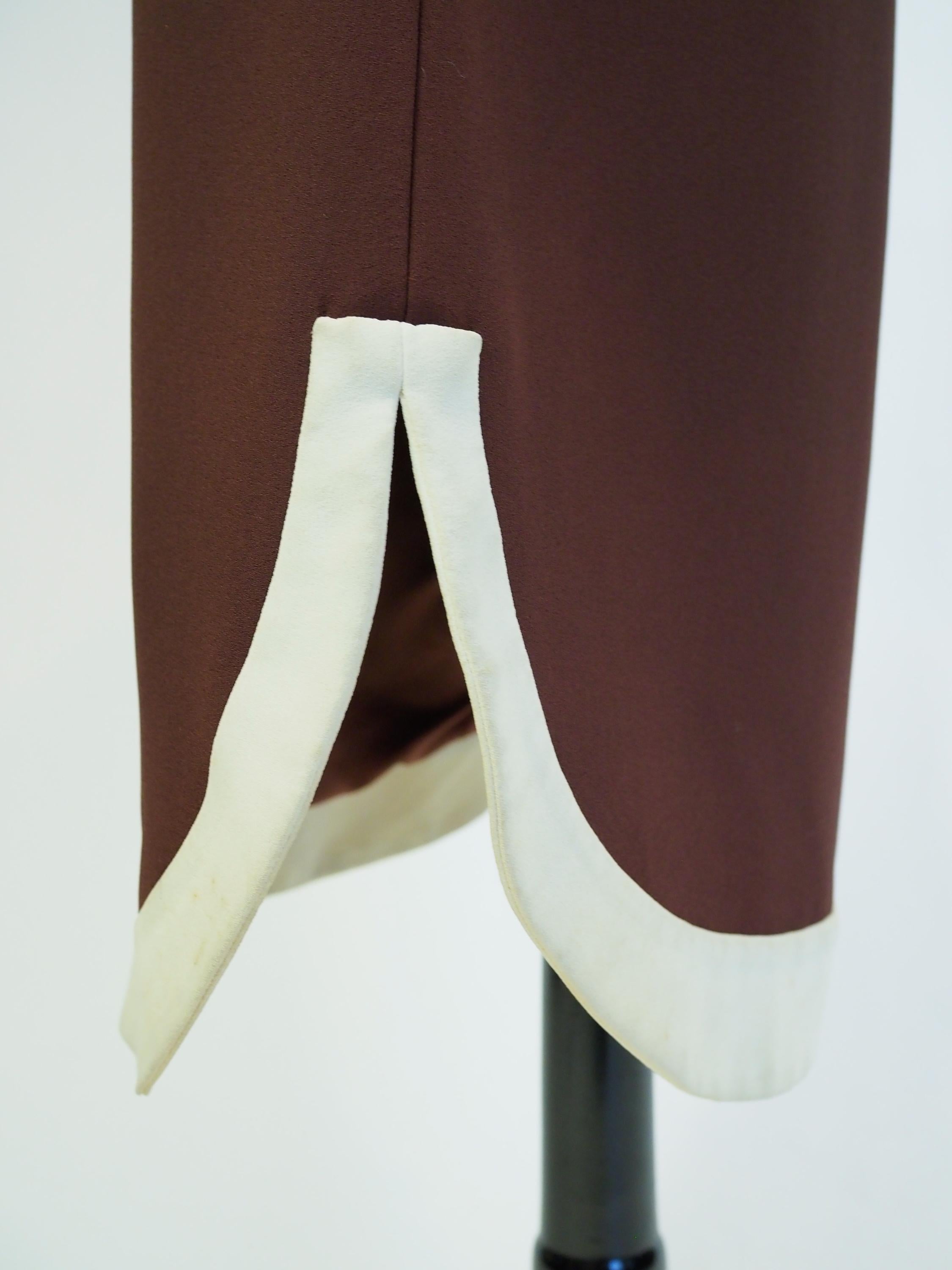 A Space Age Pierre Cardin Dress in chocolate jersey Circa 1970/1975 For Sale 8