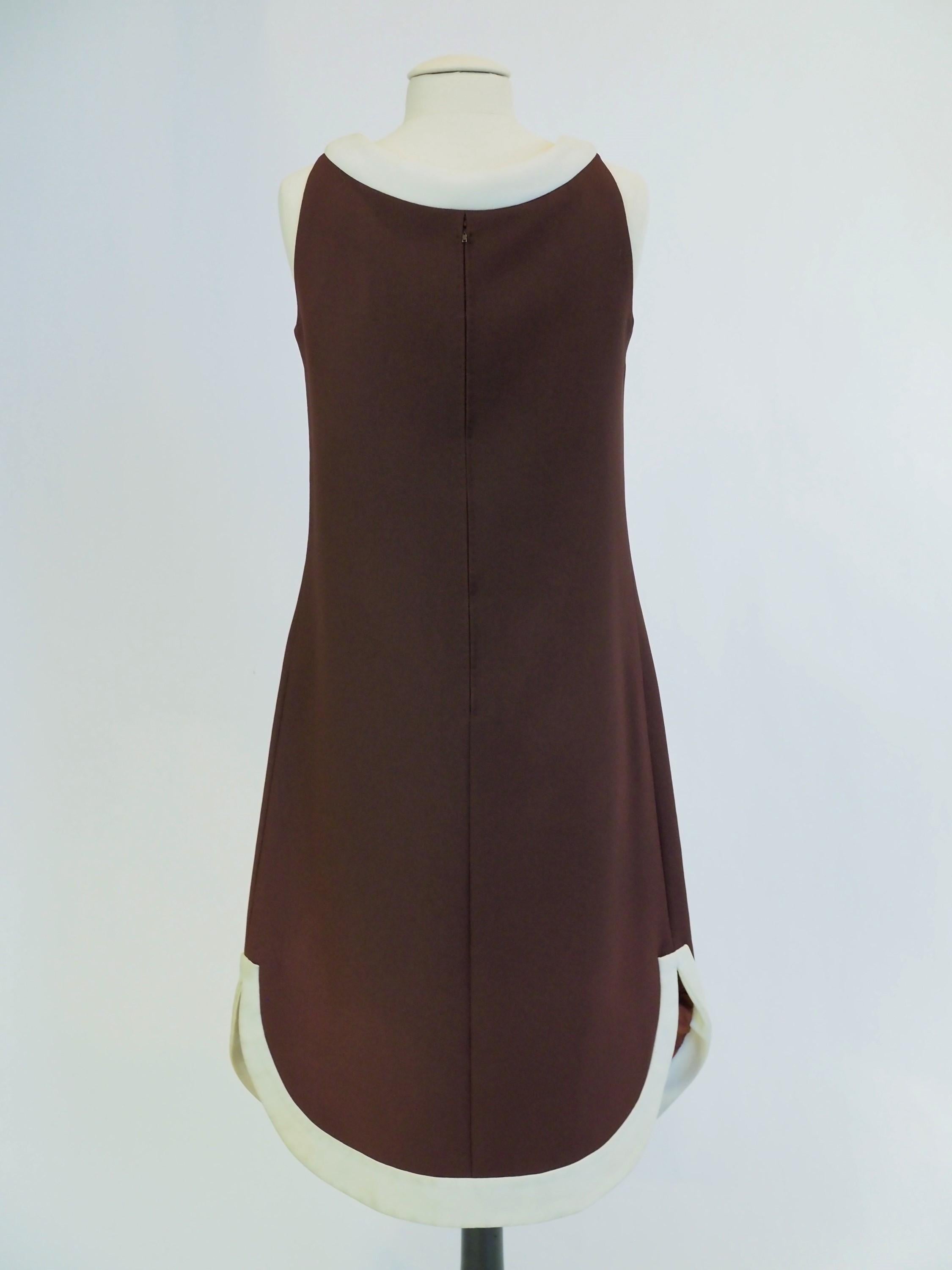 A Space Age Pierre Cardin Dress in chocolate jersey Circa 1970/1975 For Sale 9
