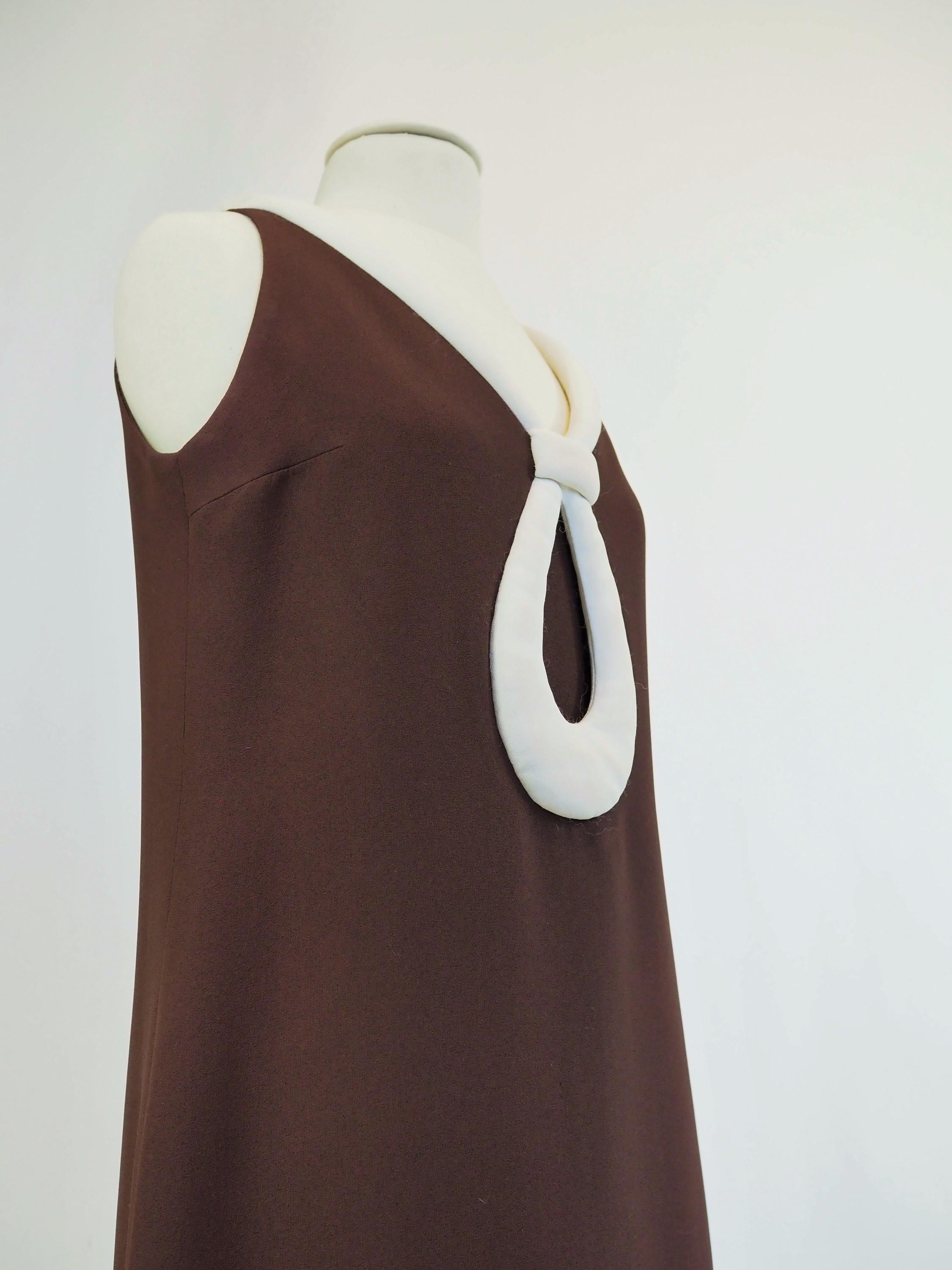 A Space Age Pierre Cardin Dress in chocolate jersey Circa 1970/1975 For Sale 11