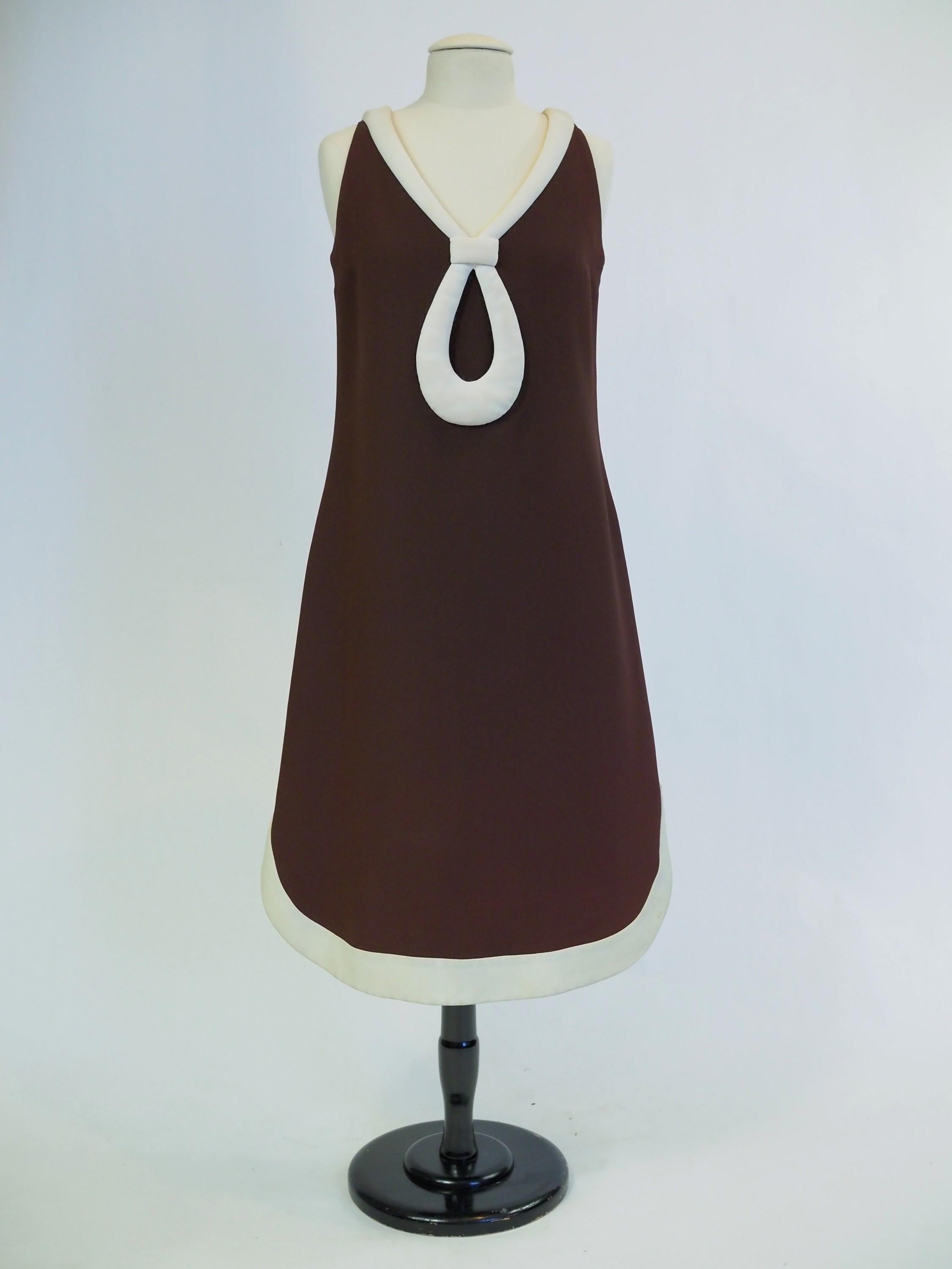A Space Age Pierre Cardin Dress in chocolate jersey Circa 1970/1975 For Sale 1