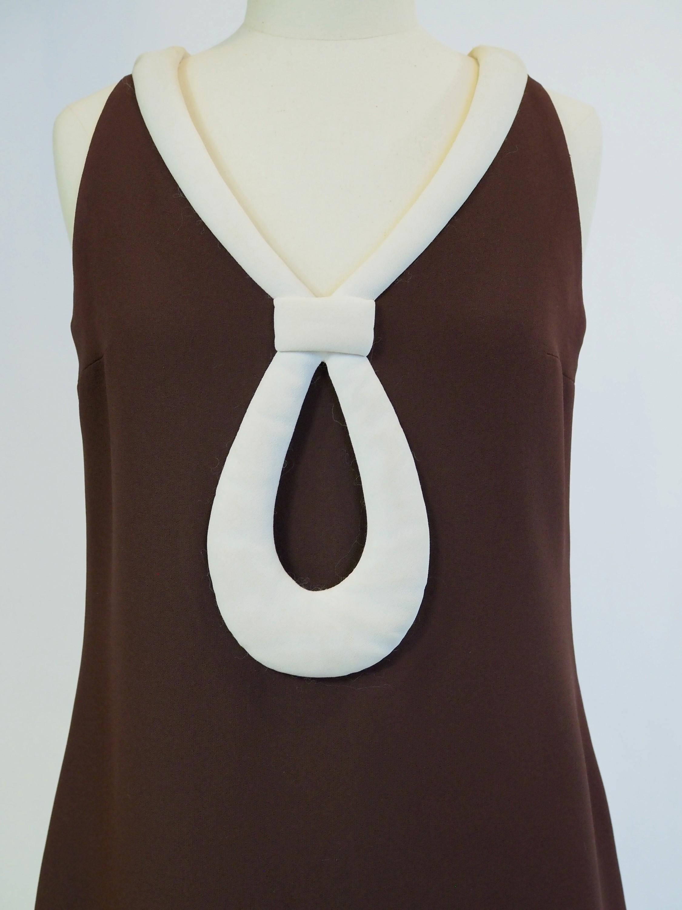 A Space Age Pierre Cardin Dress in chocolate jersey Circa 1970/1975 For Sale 2