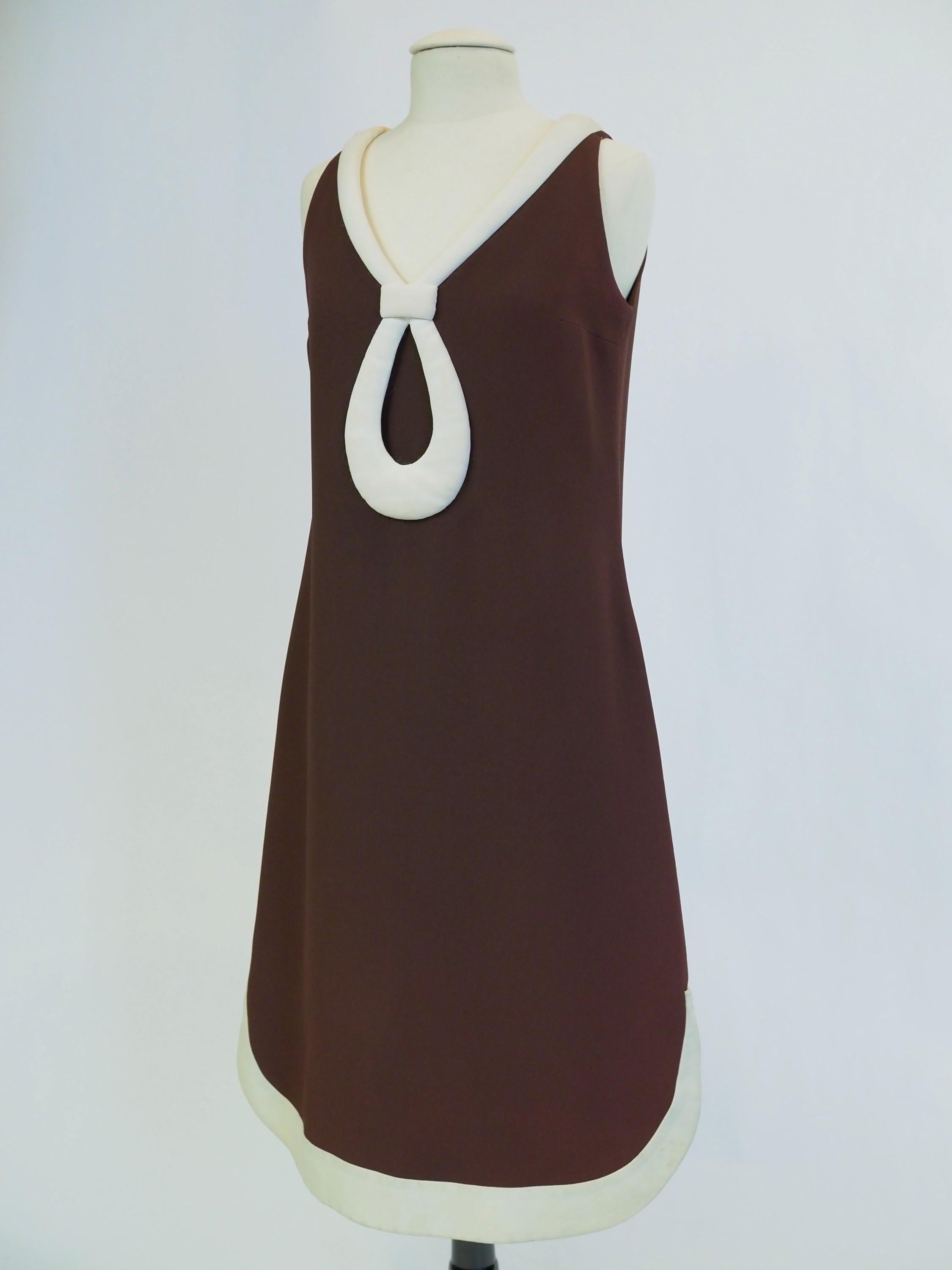 A Space Age Pierre Cardin Dress in chocolate jersey Circa 1970/1975 For Sale 3