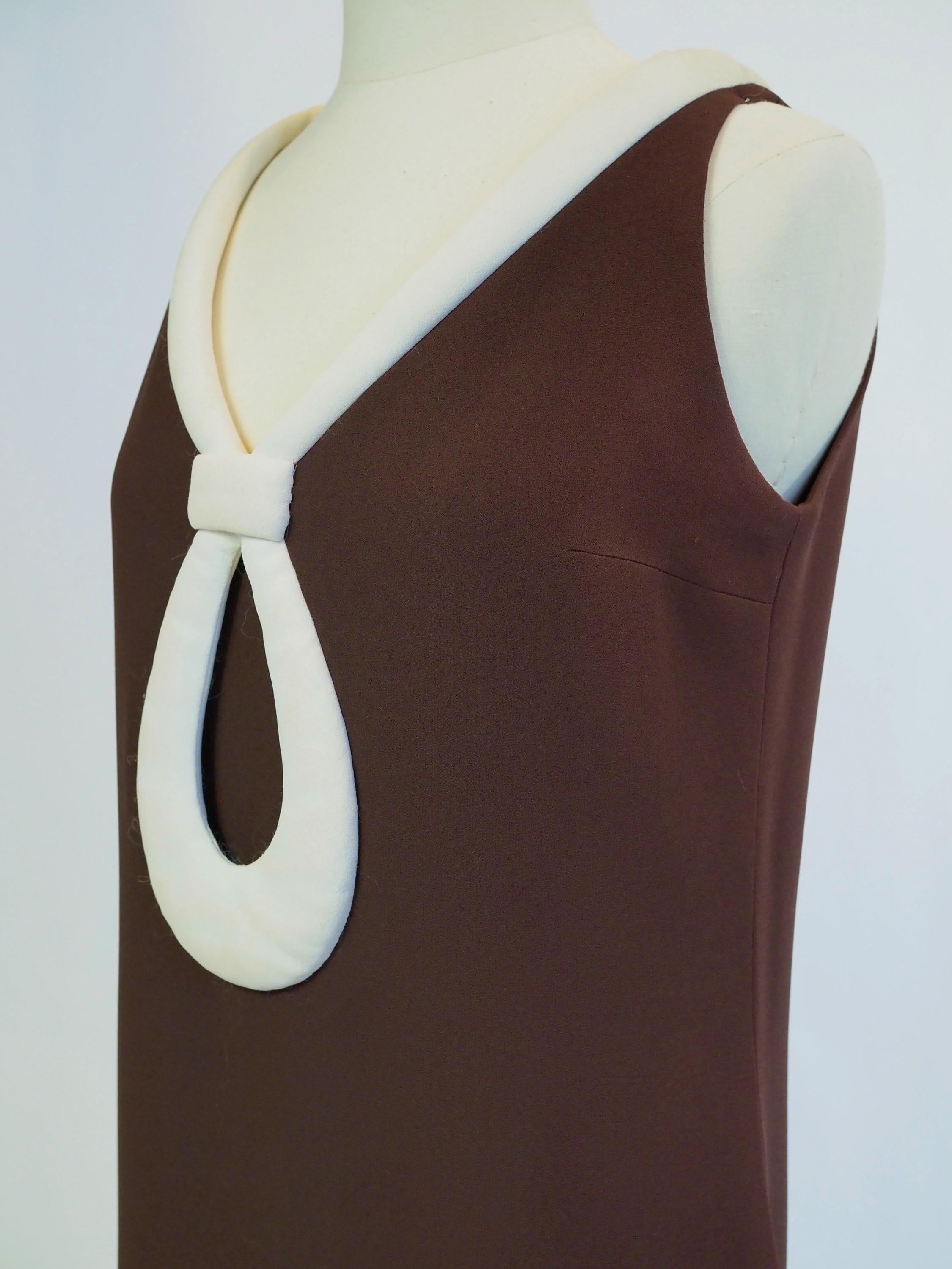 A Space Age Pierre Cardin Dress in chocolate jersey Circa 1970/1975 For Sale 4