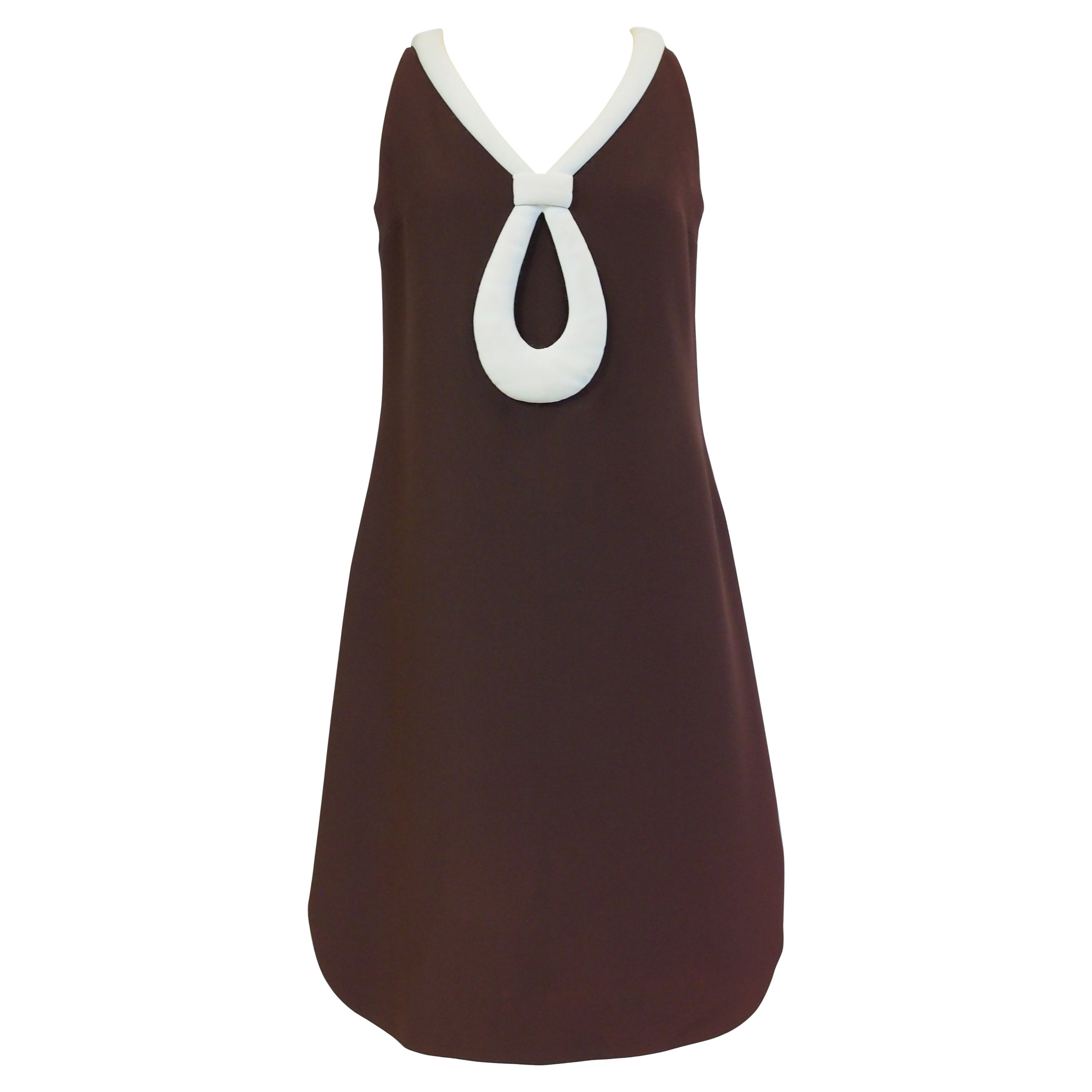Robe en jersey chocolat de Pierre Cardin A Space Circa 1970/1975 en vente