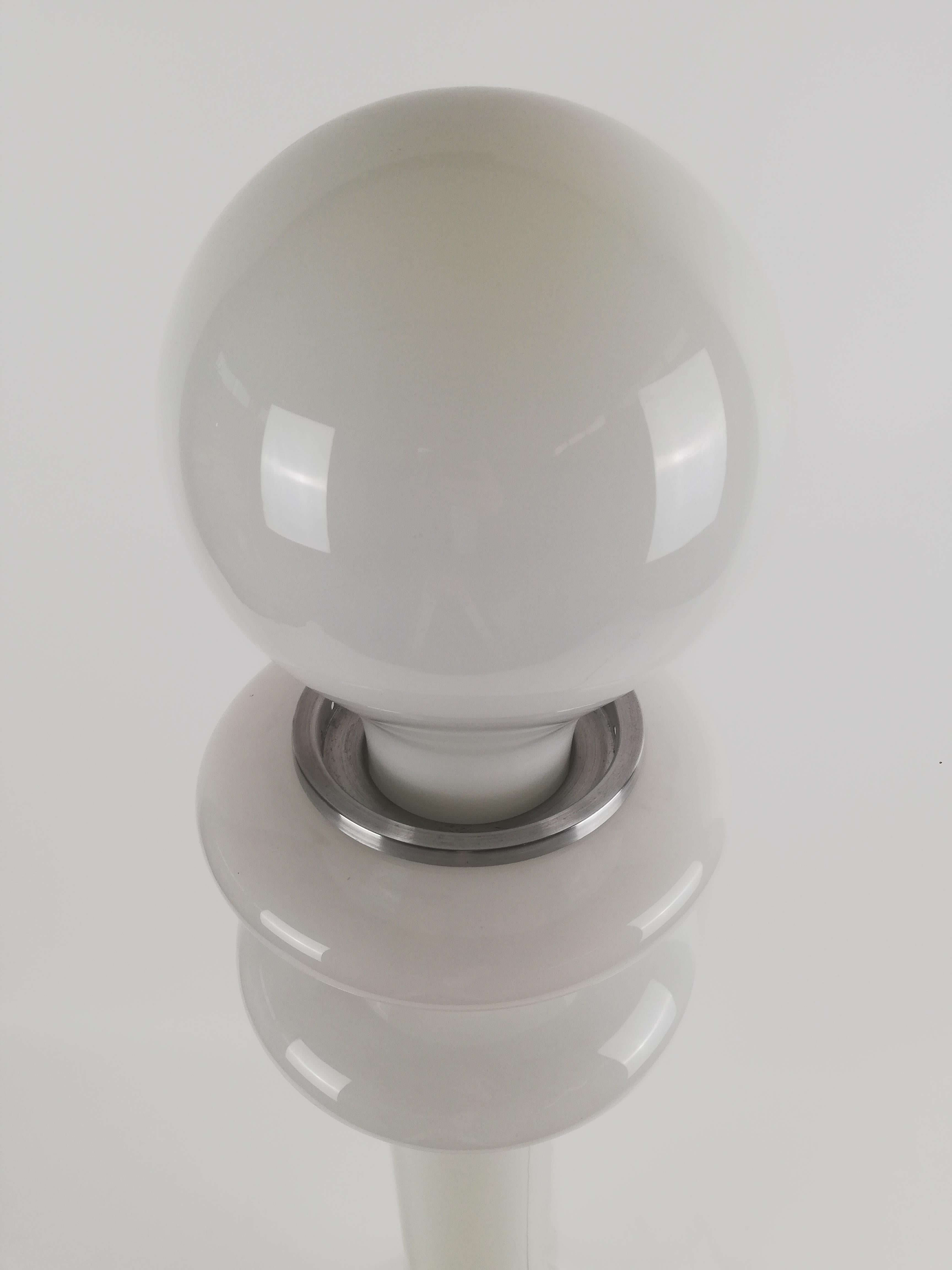 Metal Space Age White Opaline Floor Lamp in the Style of Carlo Nason, Italy, 1970s For Sale
