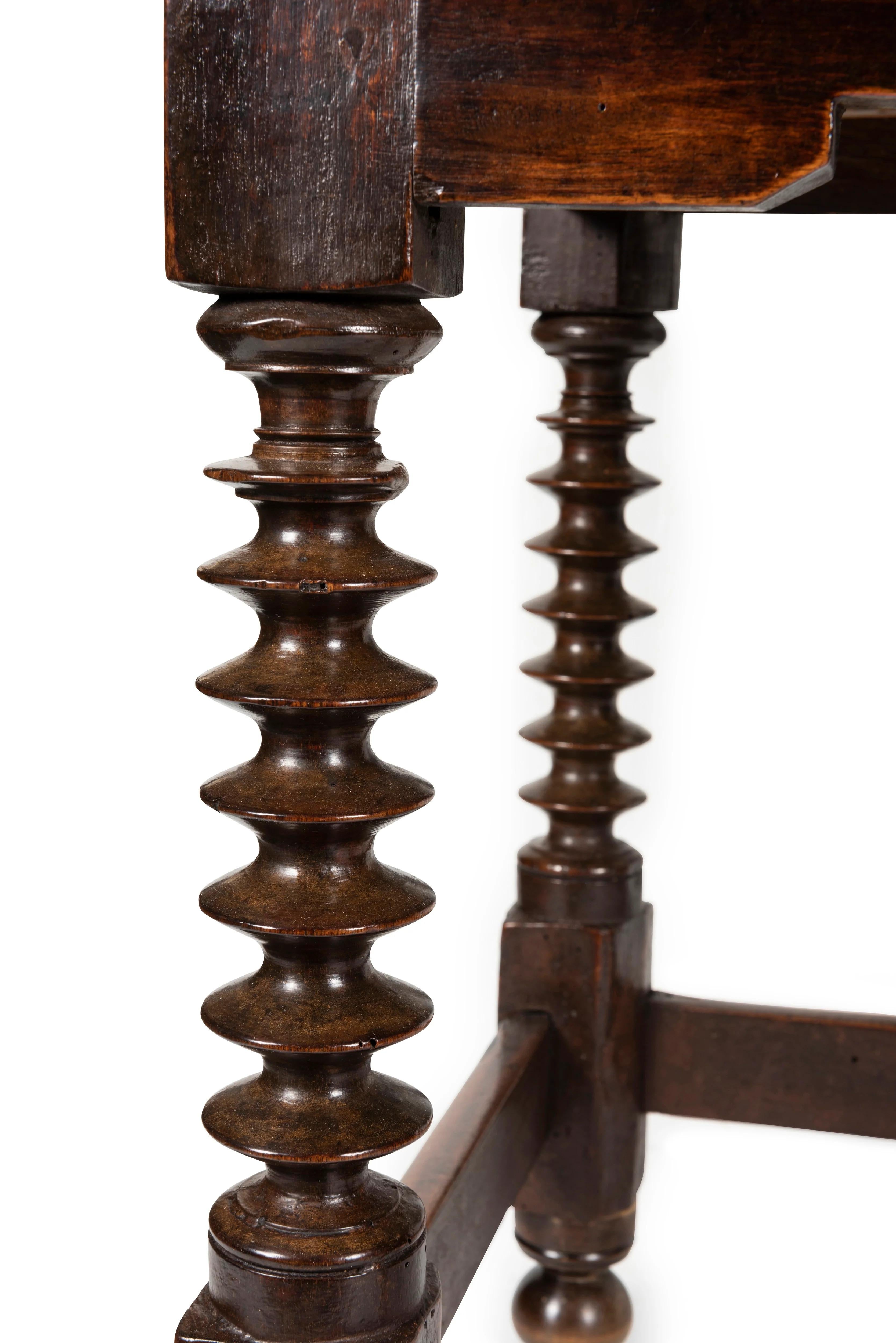 Hand-Carved A Spanish 17th Century Style Walnut Side Table, 19th Century For Sale