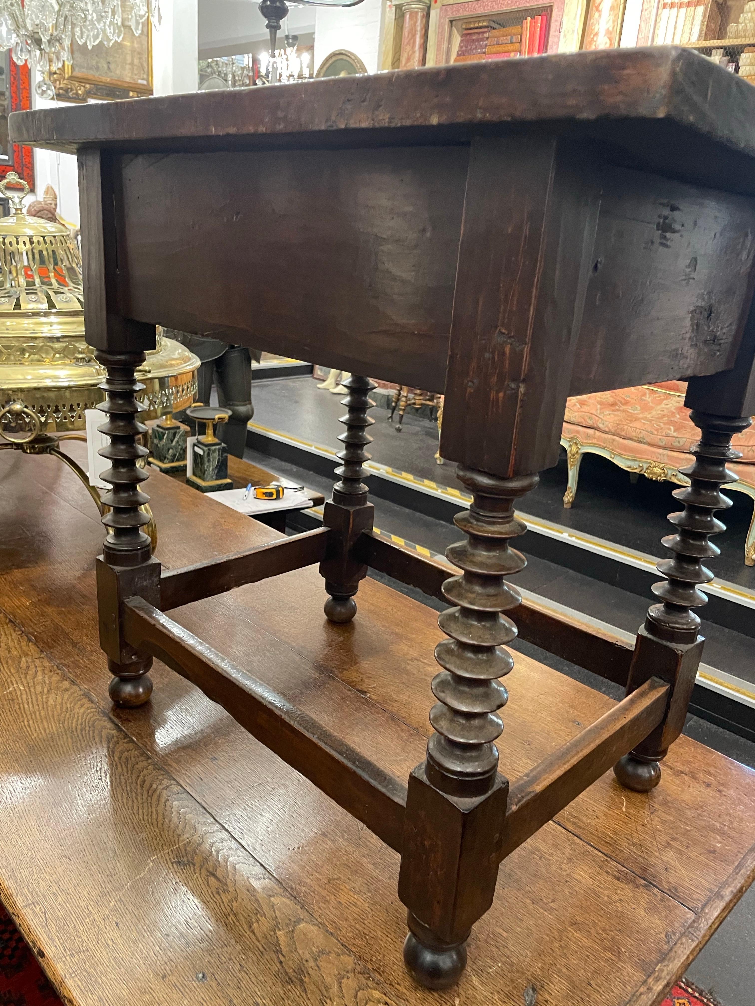 A Spanish 17th Century Style Walnut Side Table, 19th Century For Sale 3