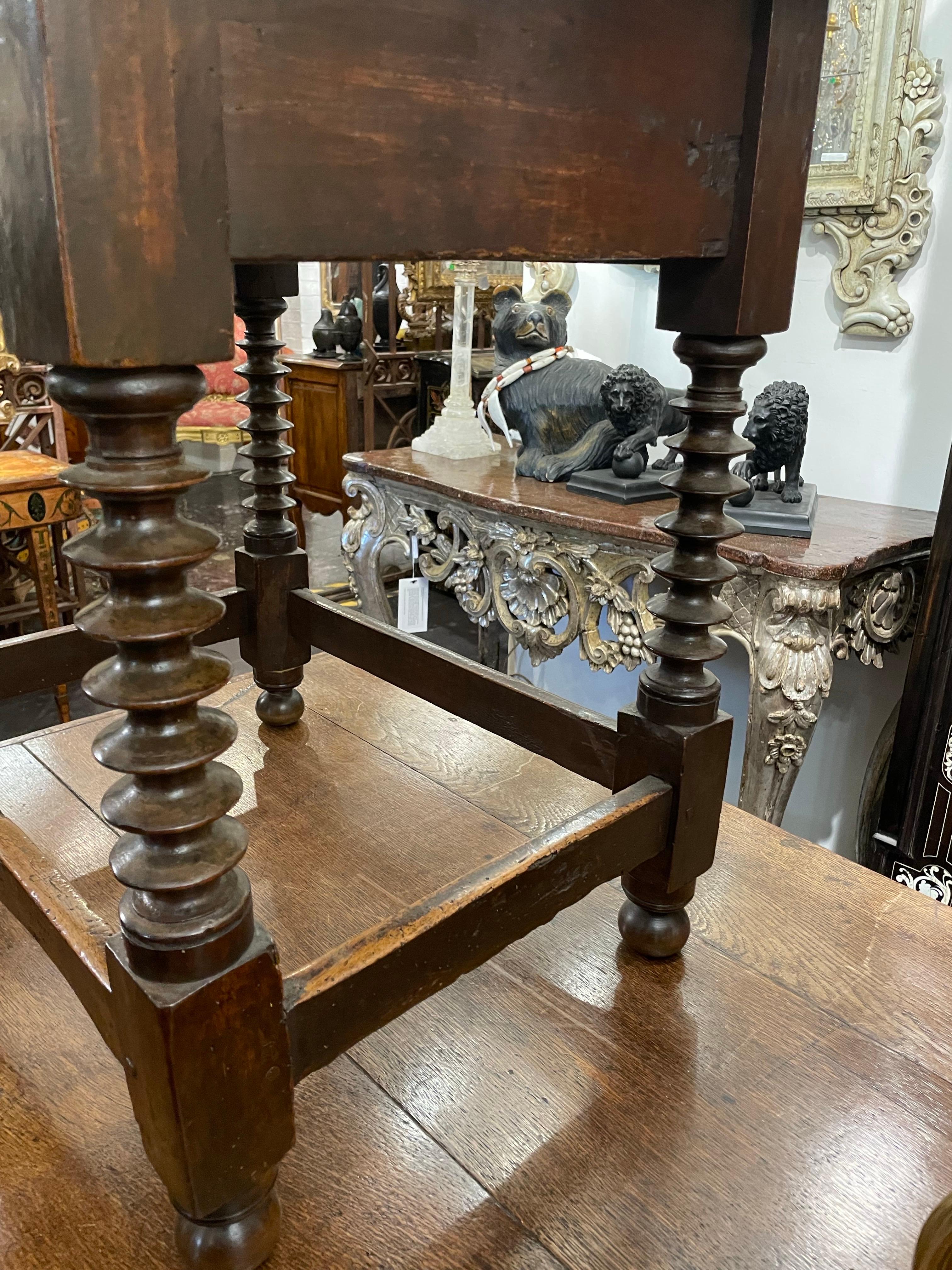 A Spanish 17th Century Style Walnut Side Table, 19th Century For Sale 4