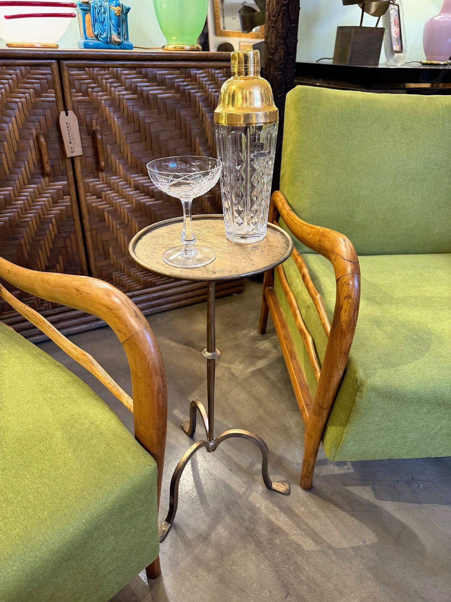 Table à martini espagnole en fer forgé doré des années 1950 3