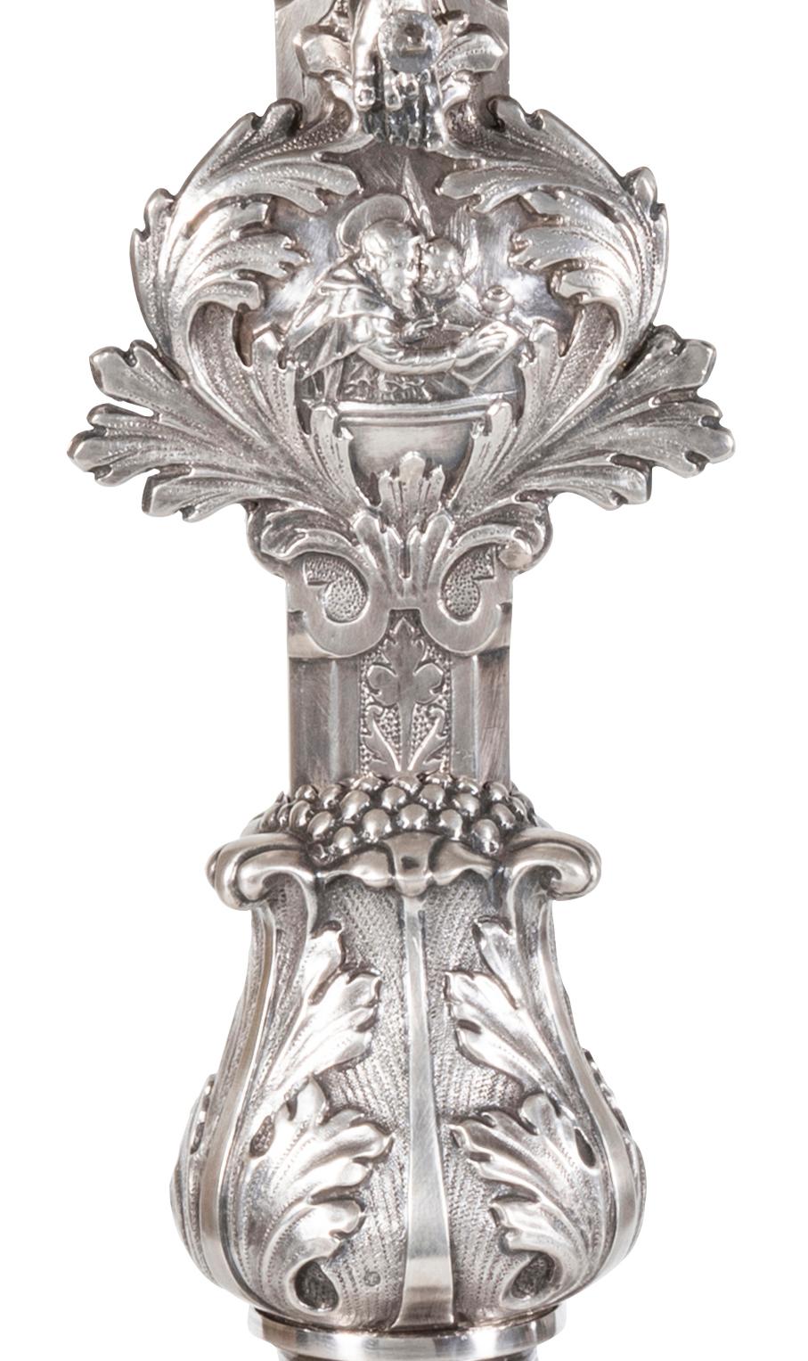 Renaissance A Spanish 19th Century Silver Plated Crucifix For Sale