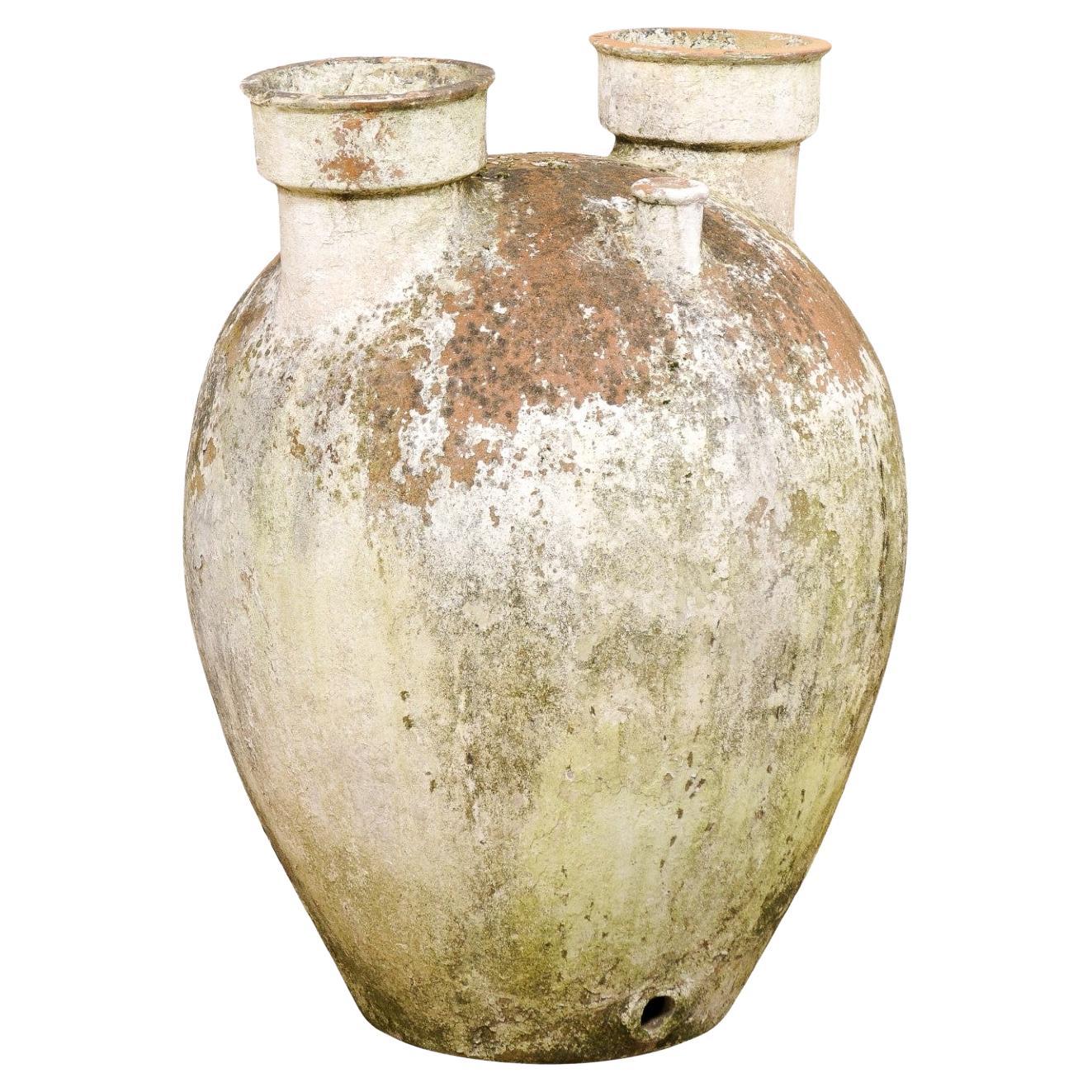Spanish Antique Large Size Clay Vessel with Fabulous Patina For Sale