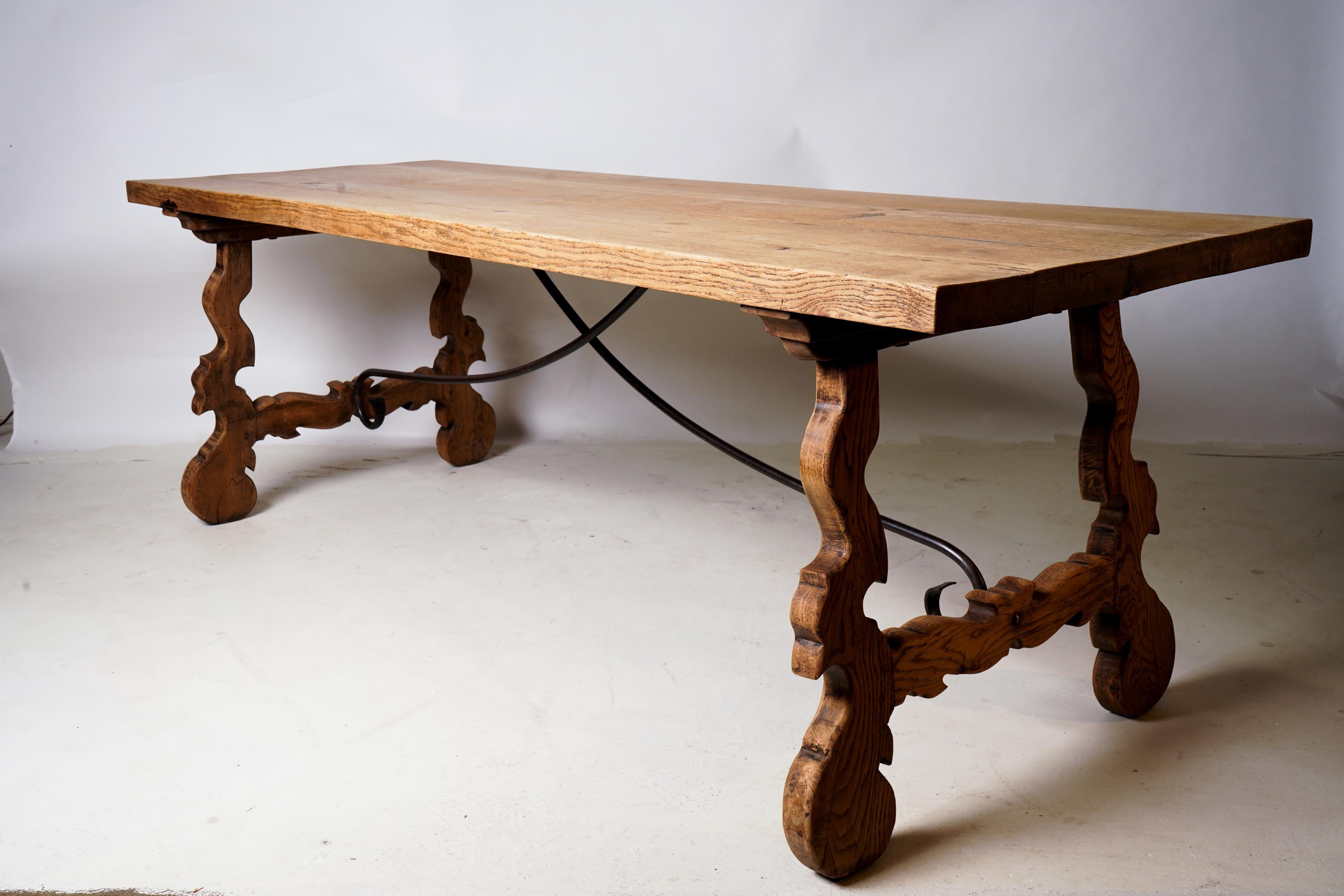 French Spanish Baroque Style Oak Dining Table