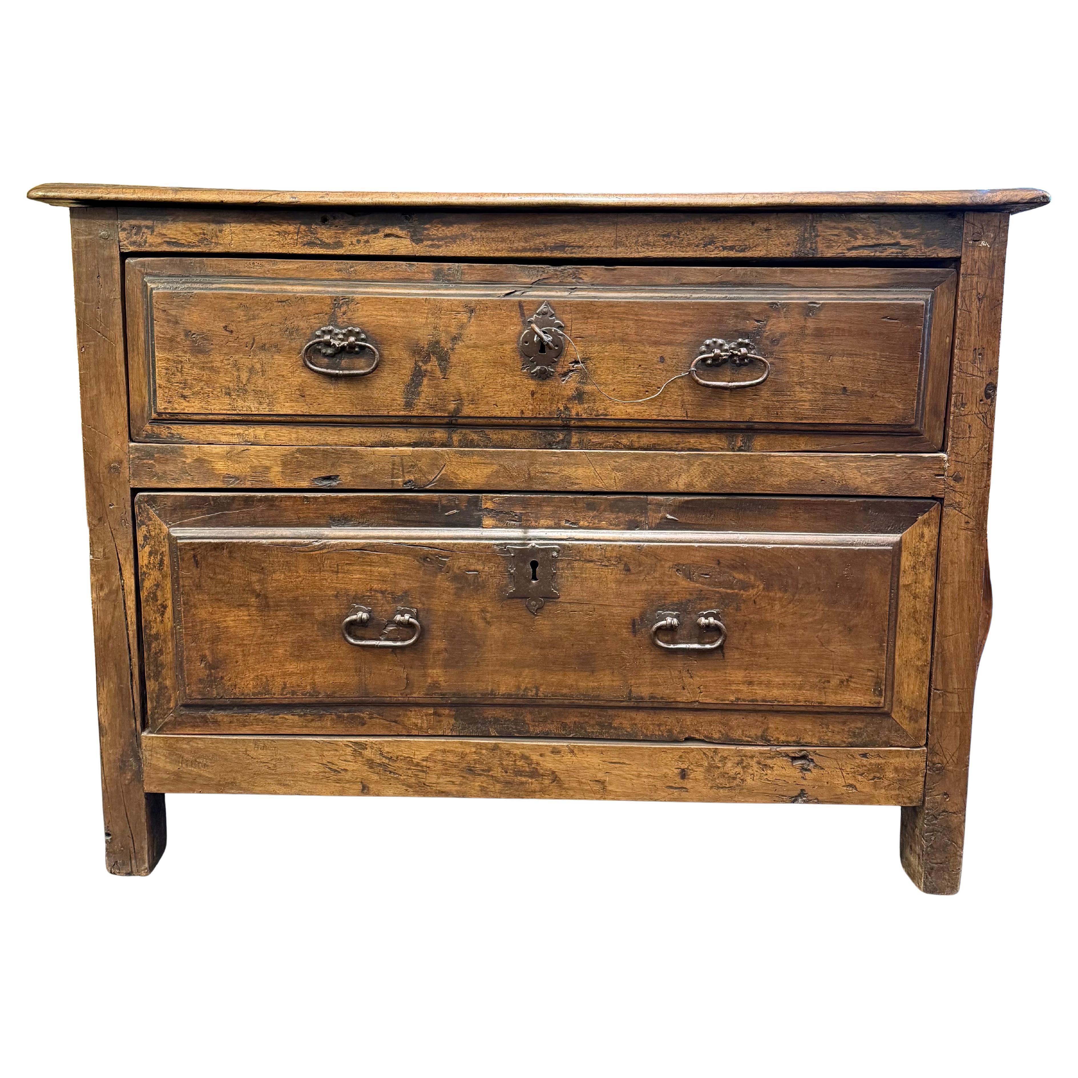A Spanish Carlos II Walnut Chest of Drawers, 17th Century For Sale