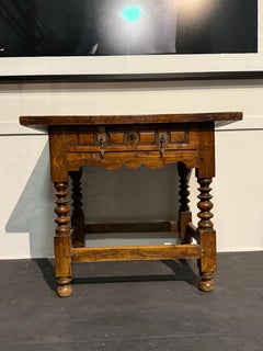 A Spanish Carlos II Walnut Sidetable, 17th Century