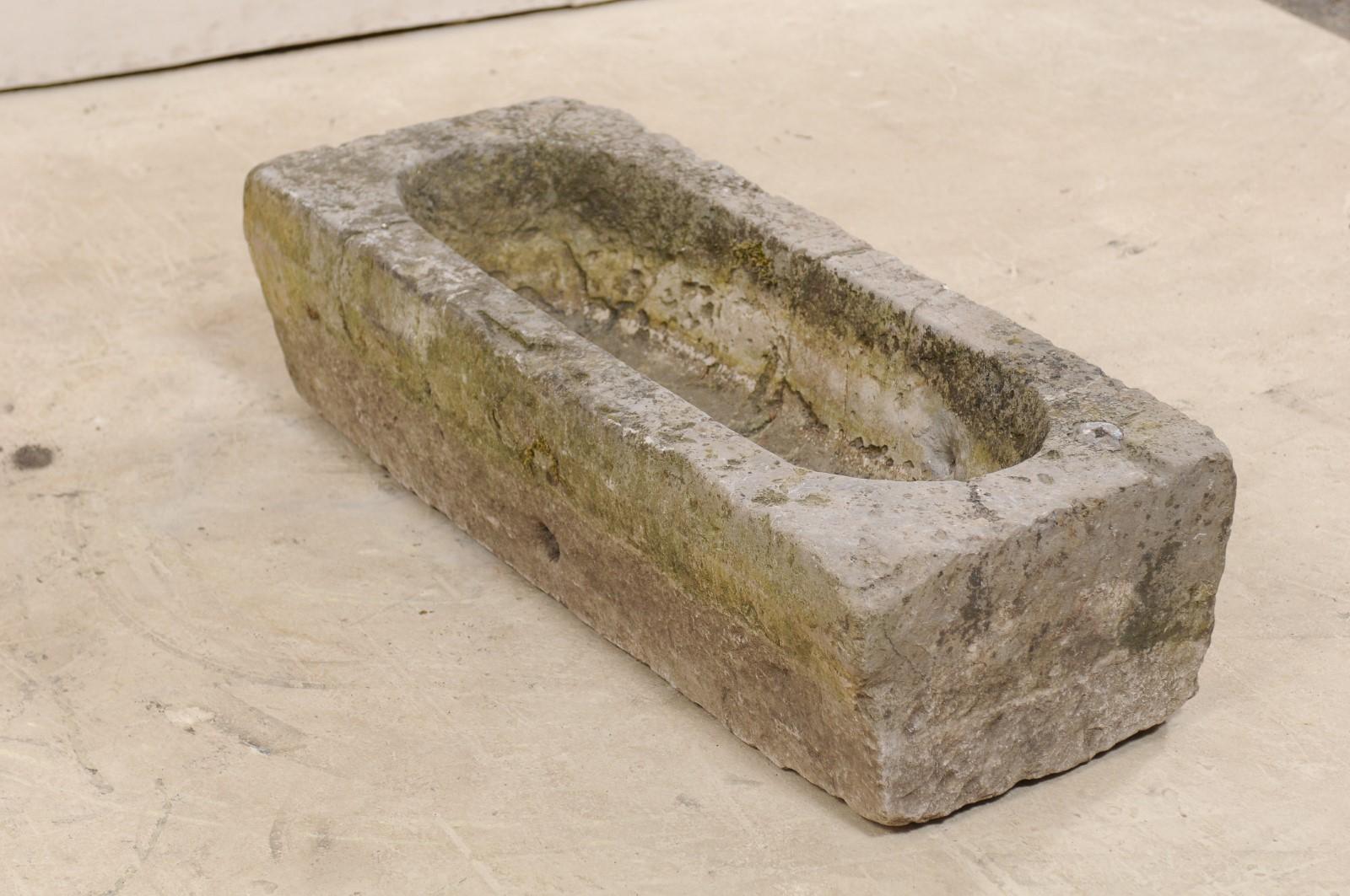 Spanish Carved Stone Basin or Planter from the 19th Century 1