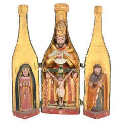 Antique Spanish Colonial Bottle Form Triptych