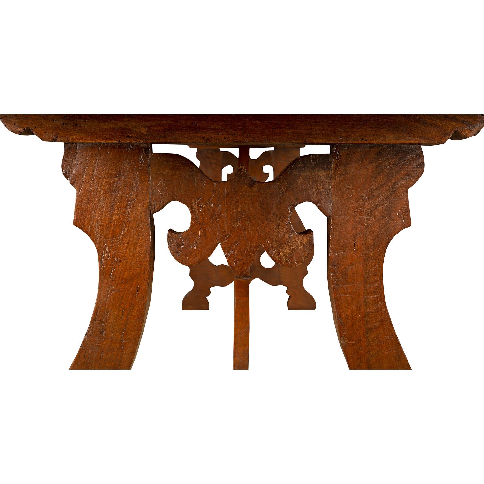 18th Century and Earlier Spanish Early 18th Century Solid Walnut Trestle Table