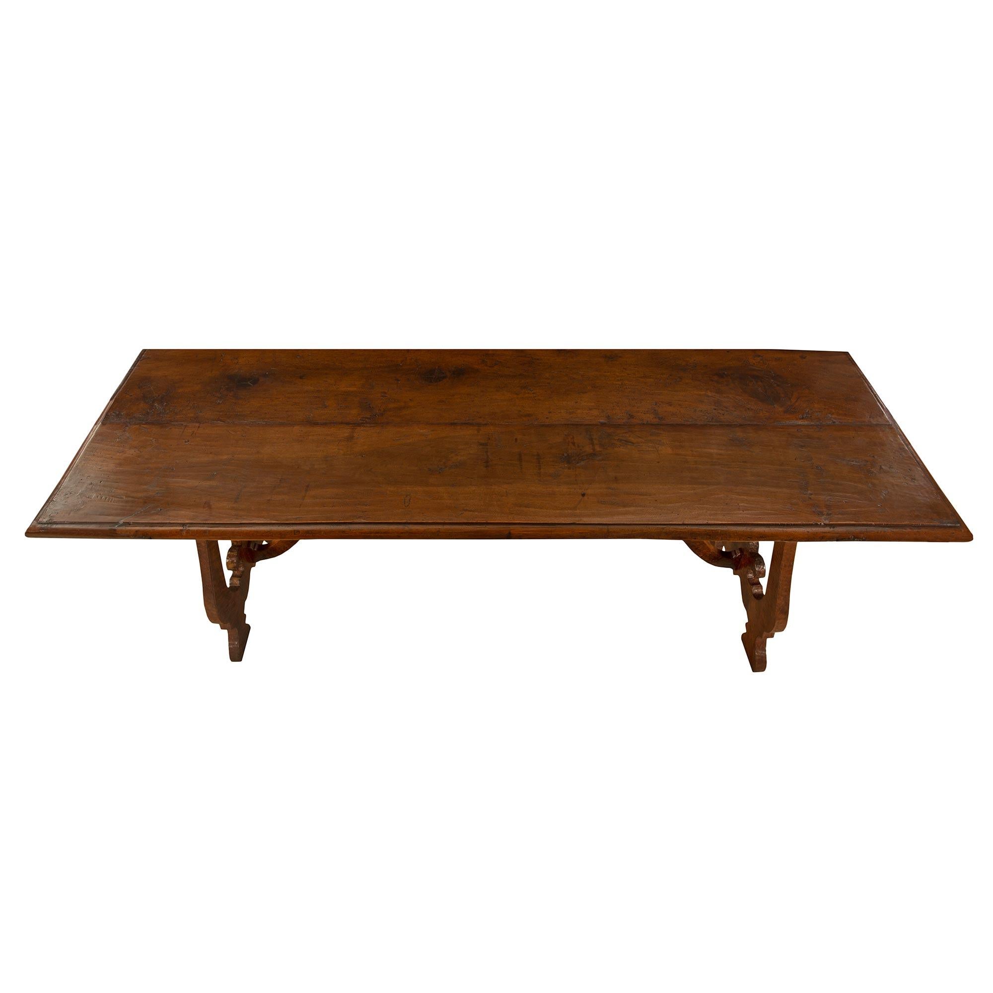 Spanish Early 18th Century Solid Walnut Trestle Table 3