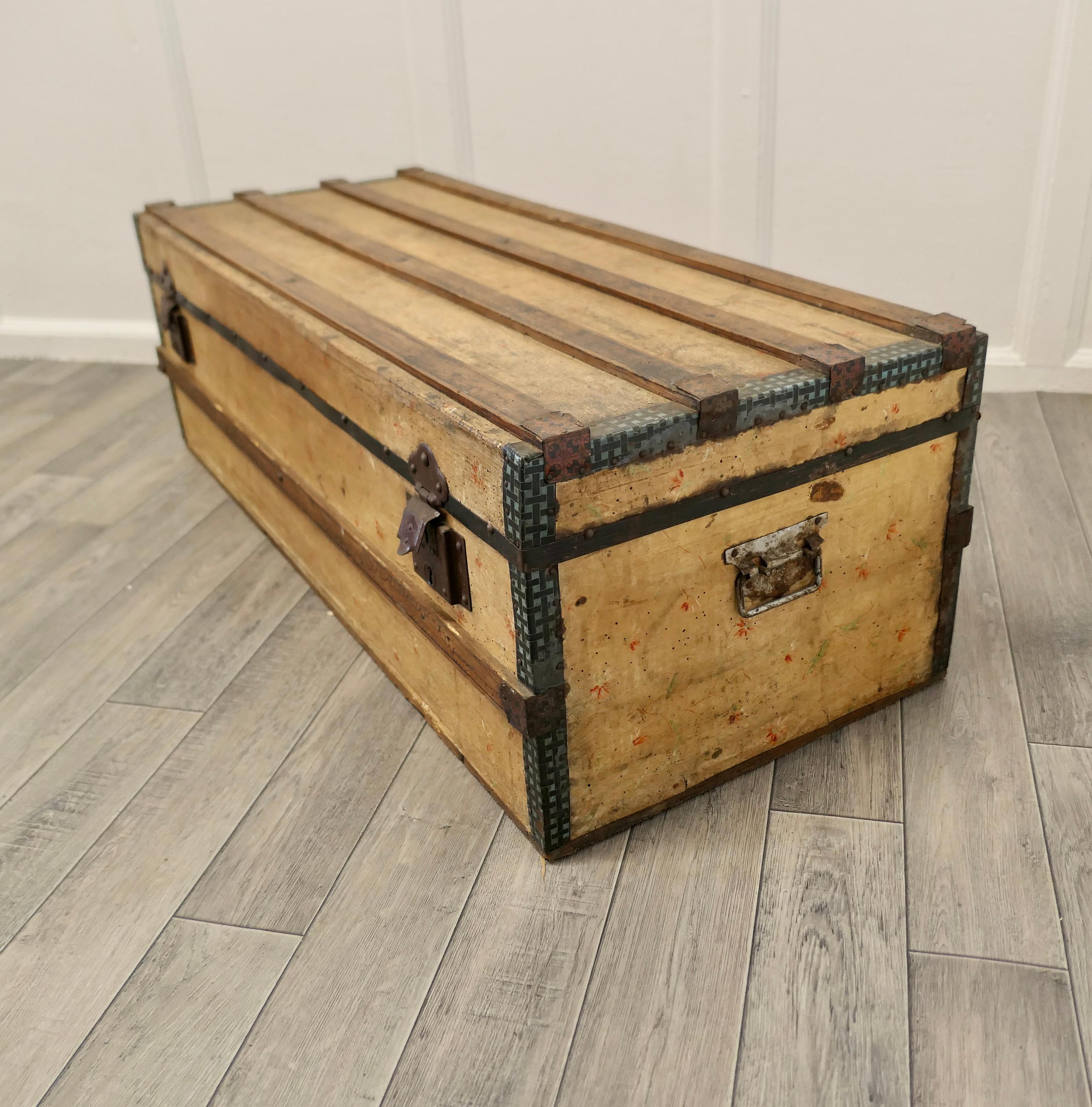 19th Century Spanish Folk Art Travel Chest or Steamer Trunk For Sale