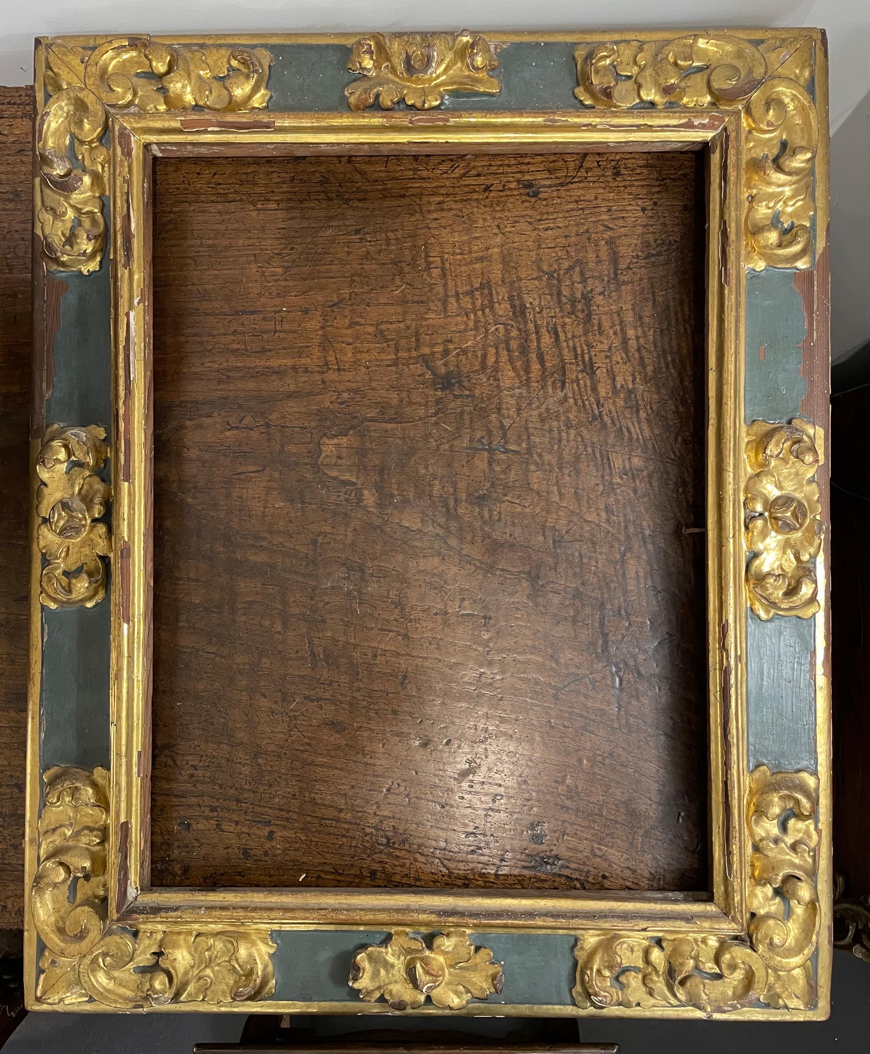 Un cadre espagnol doré et polychrome, 18ème siècle Bon état - En vente à ARMADALE, VIC