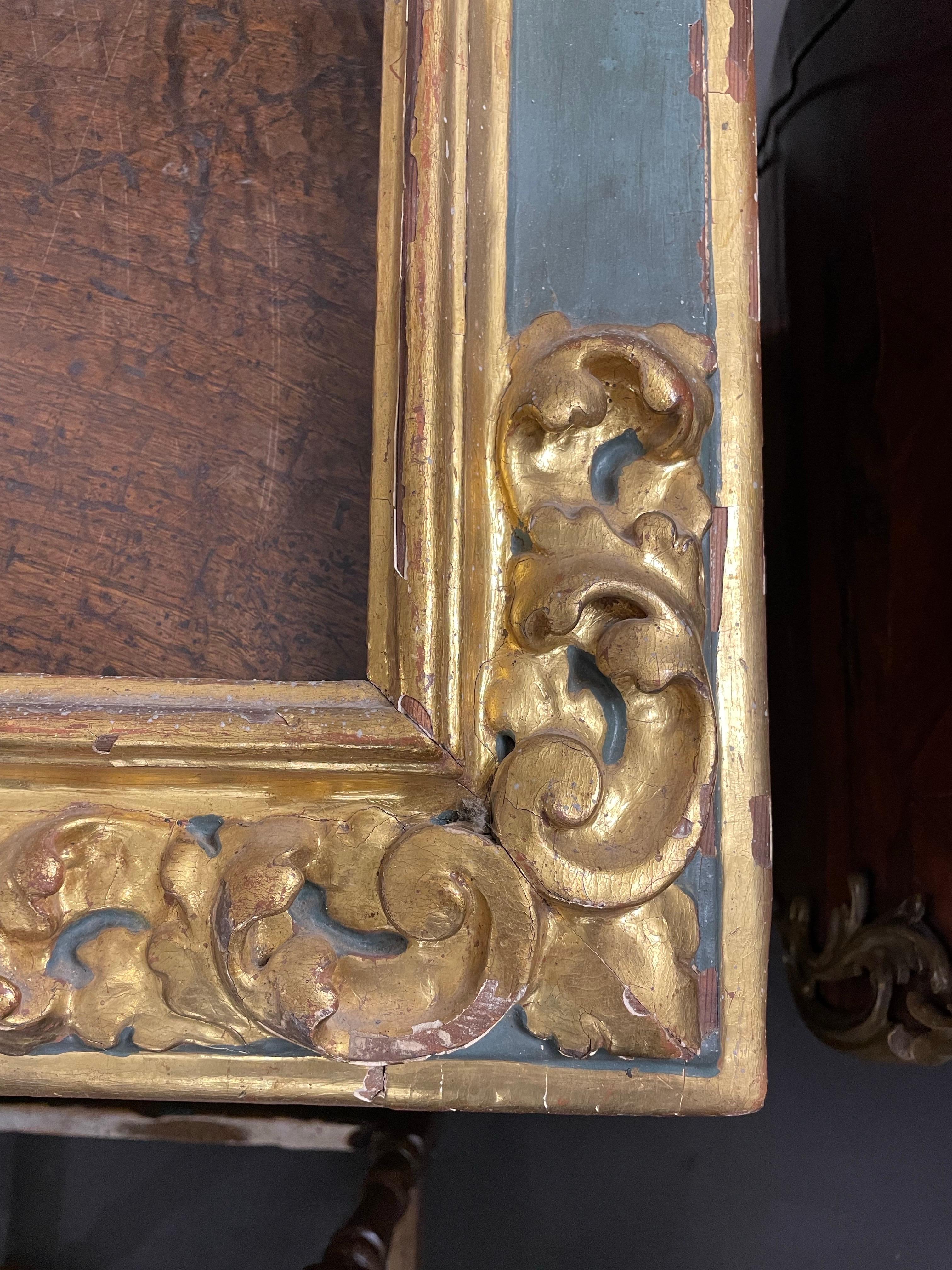 XVIIIe siècle et antérieur Un cadre espagnol doré et polychrome, 18ème siècle en vente