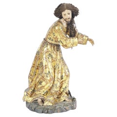 A Spanish Giltwood Polychrome Decorated Figure of a Saint, Early 19th Century