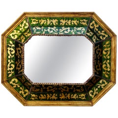 Espejo dorado de vidrio español Verre Eglomise c. 1930