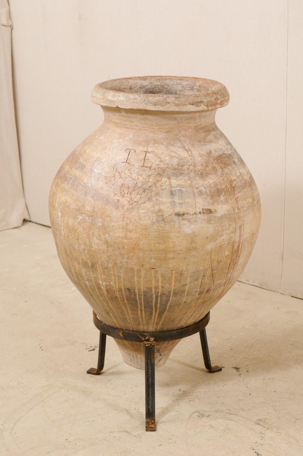 Spanish Large-Sized Olive Jar on Stand from 19th Century on Custom Stand 7
