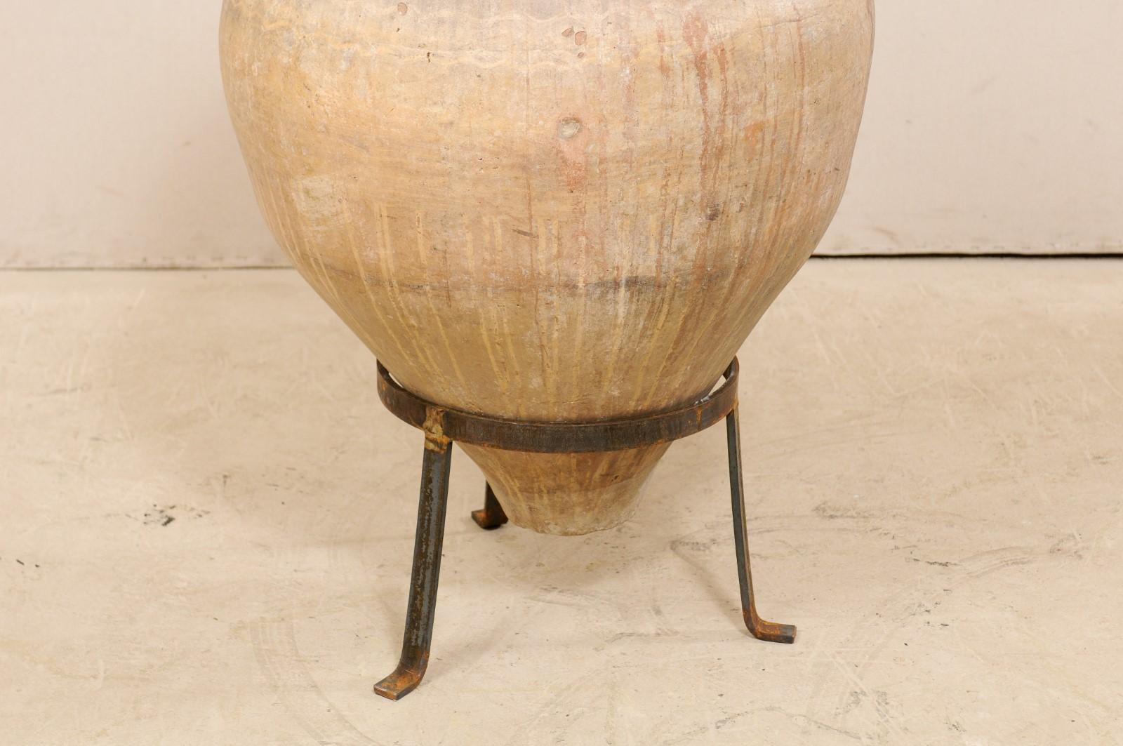 Spanish Large-Sized Olive Jar on Stand from 19th Century on Custom Stand 5